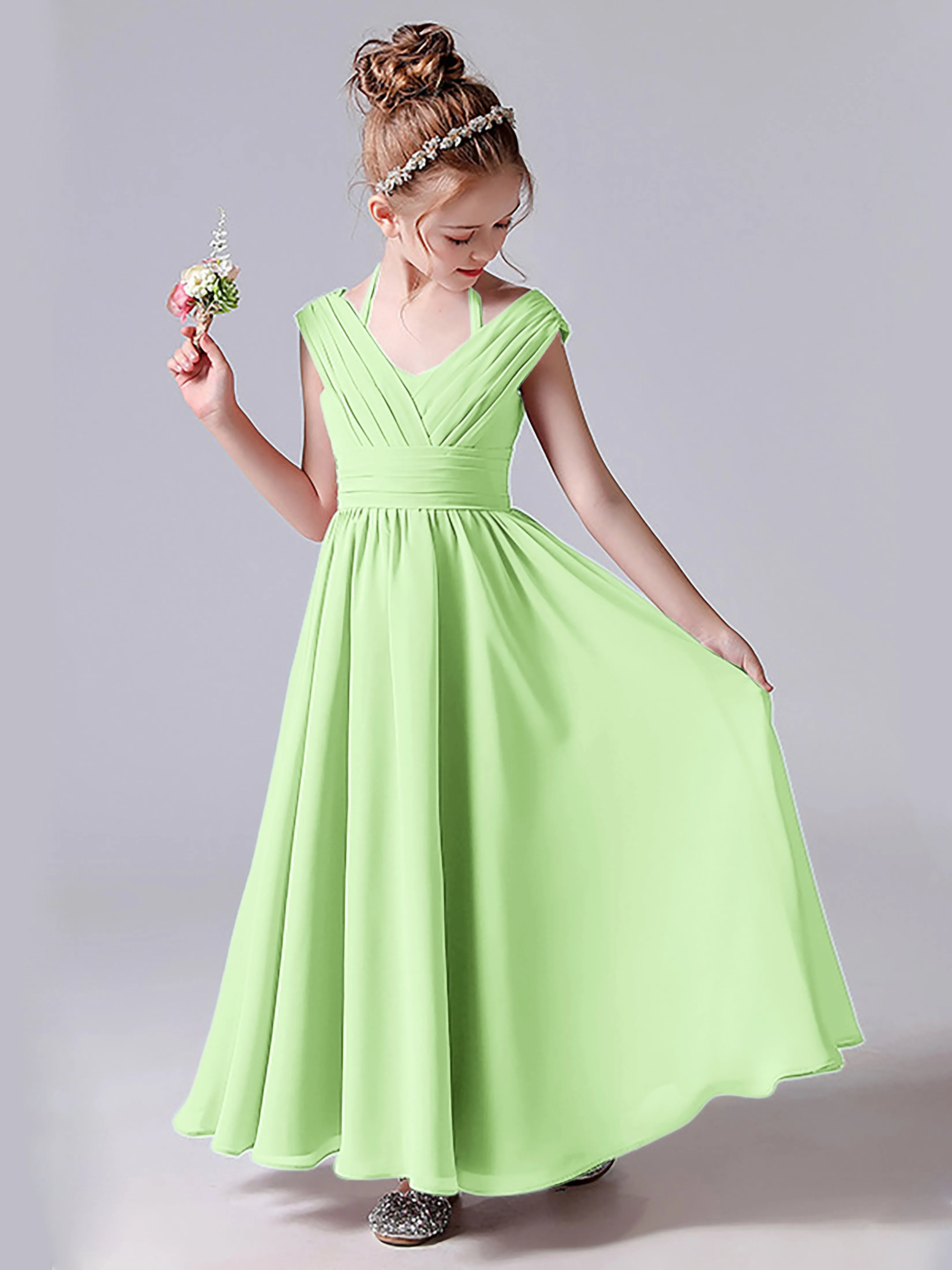 Halter V Back Junior Bridesmaid Dress