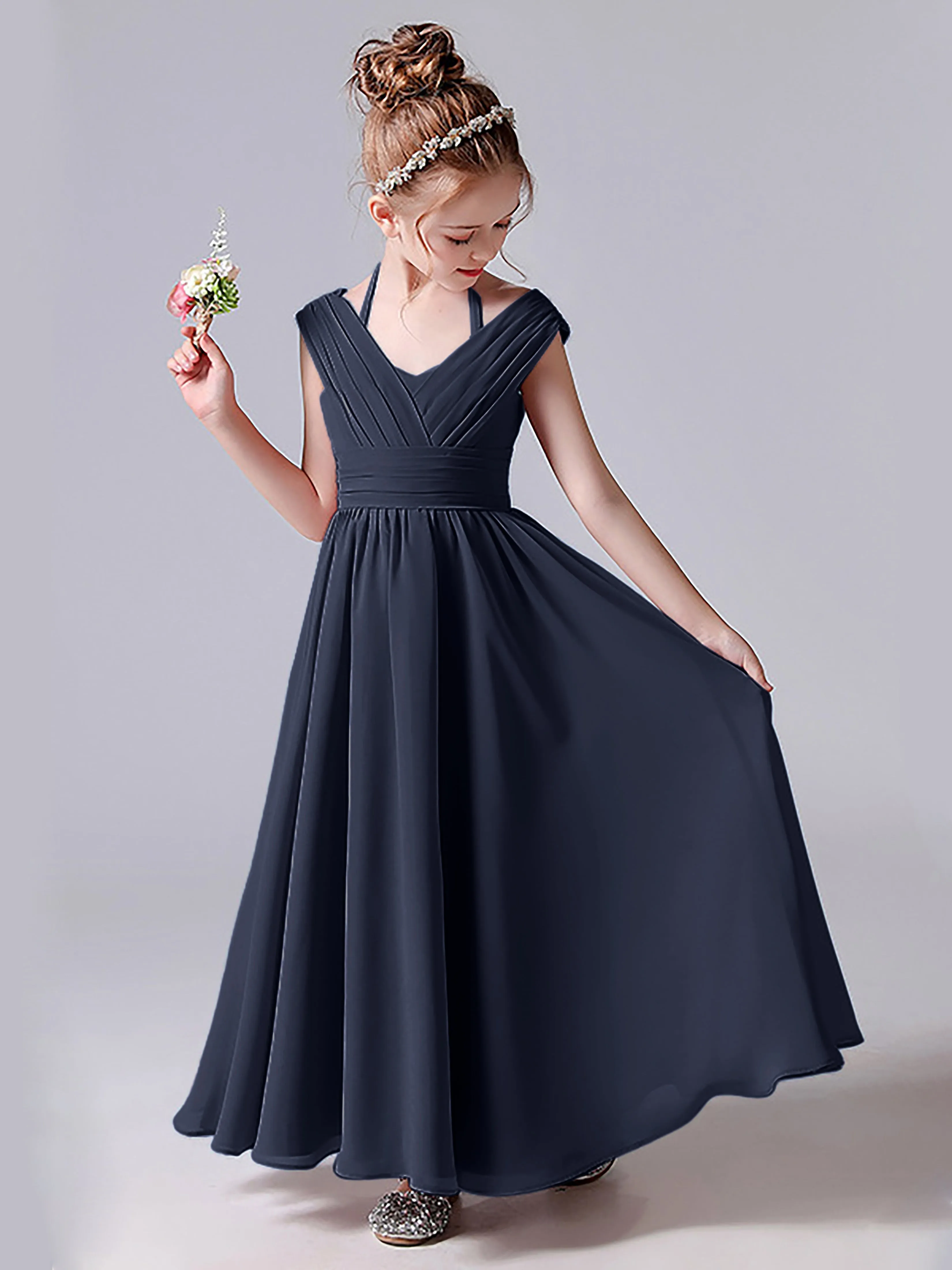 Halter V Back Junior Bridesmaid Dress