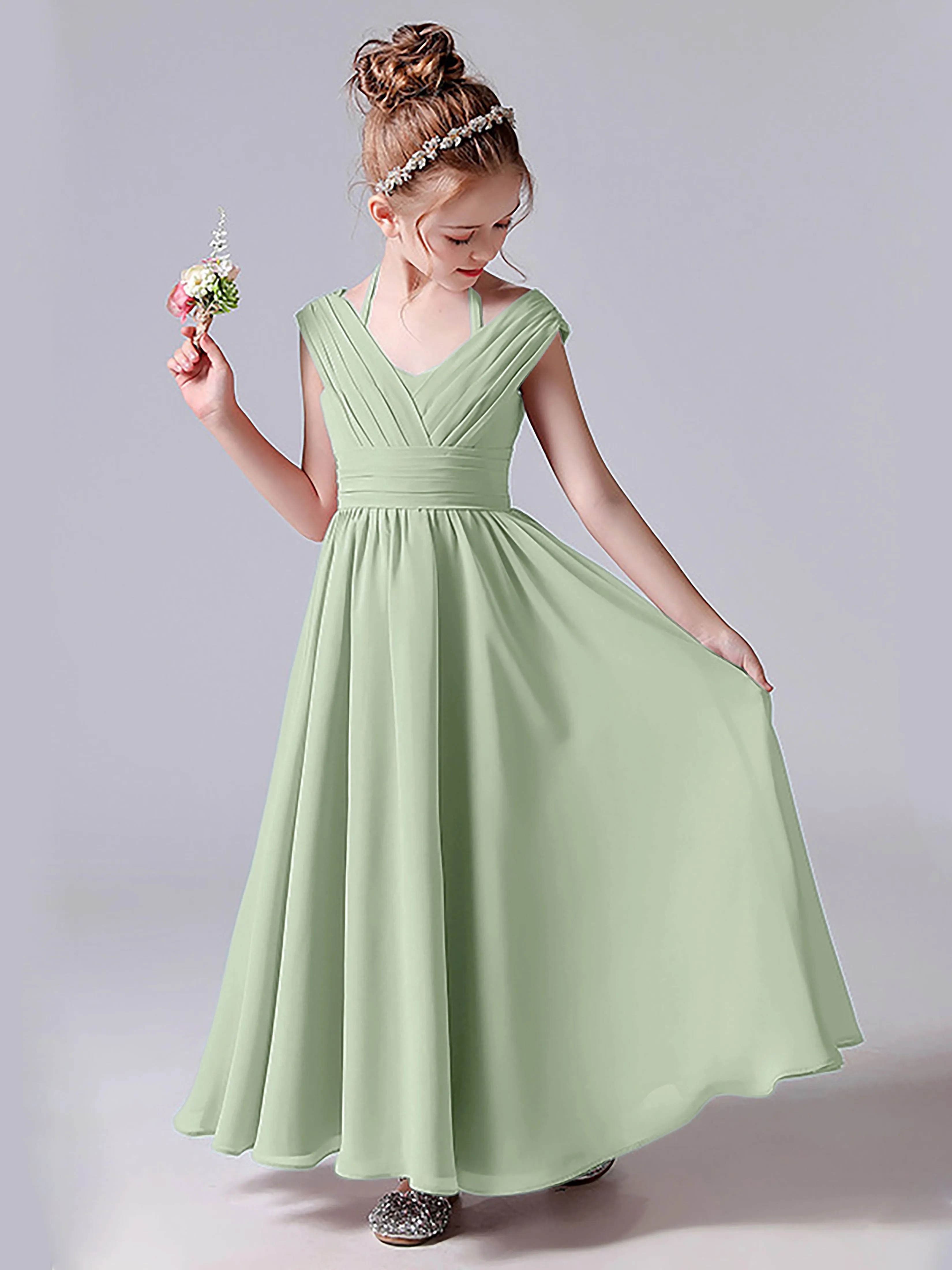 Halter V Back Junior Bridesmaid Dress