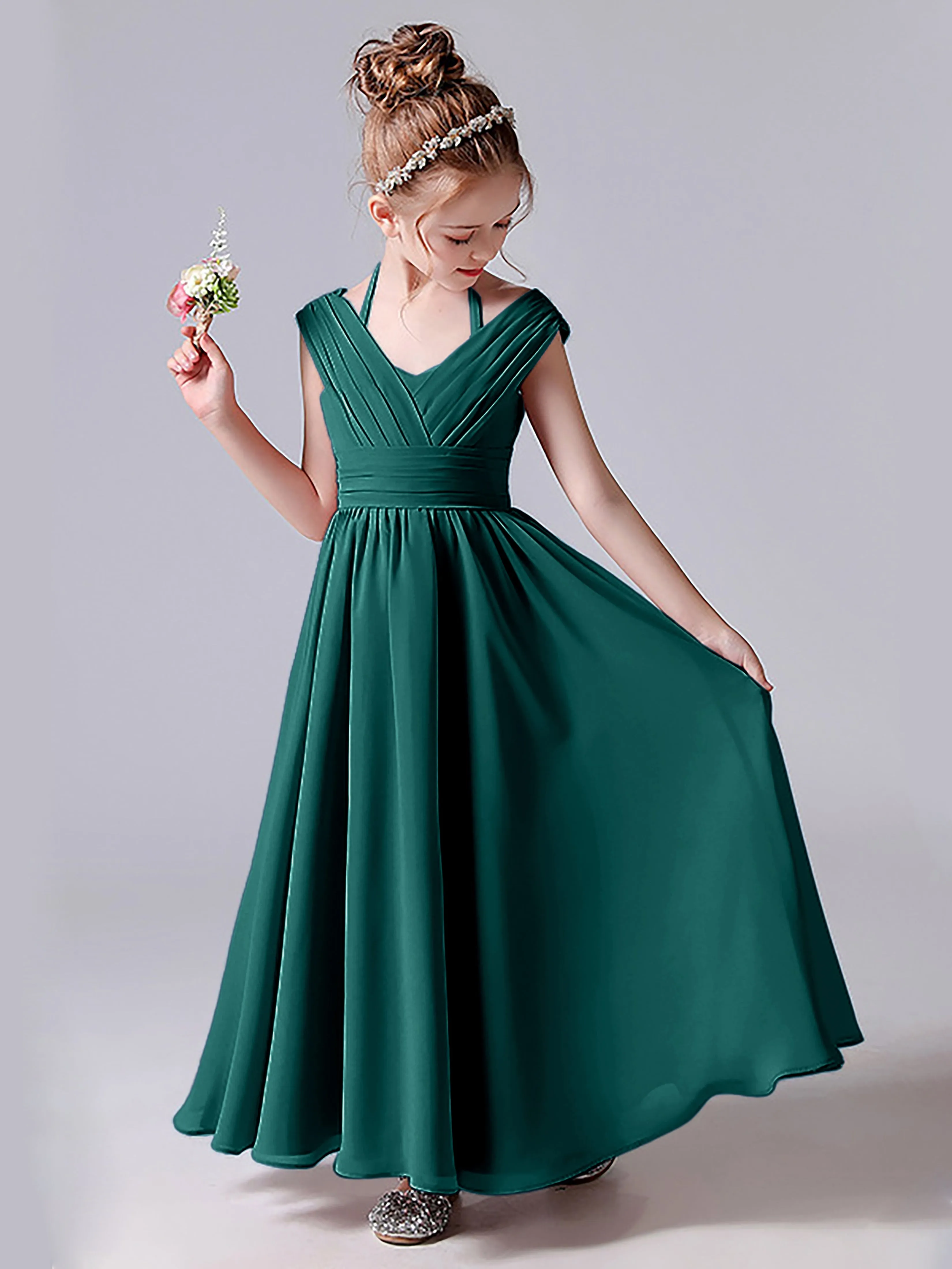 Halter V Back Junior Bridesmaid Dress