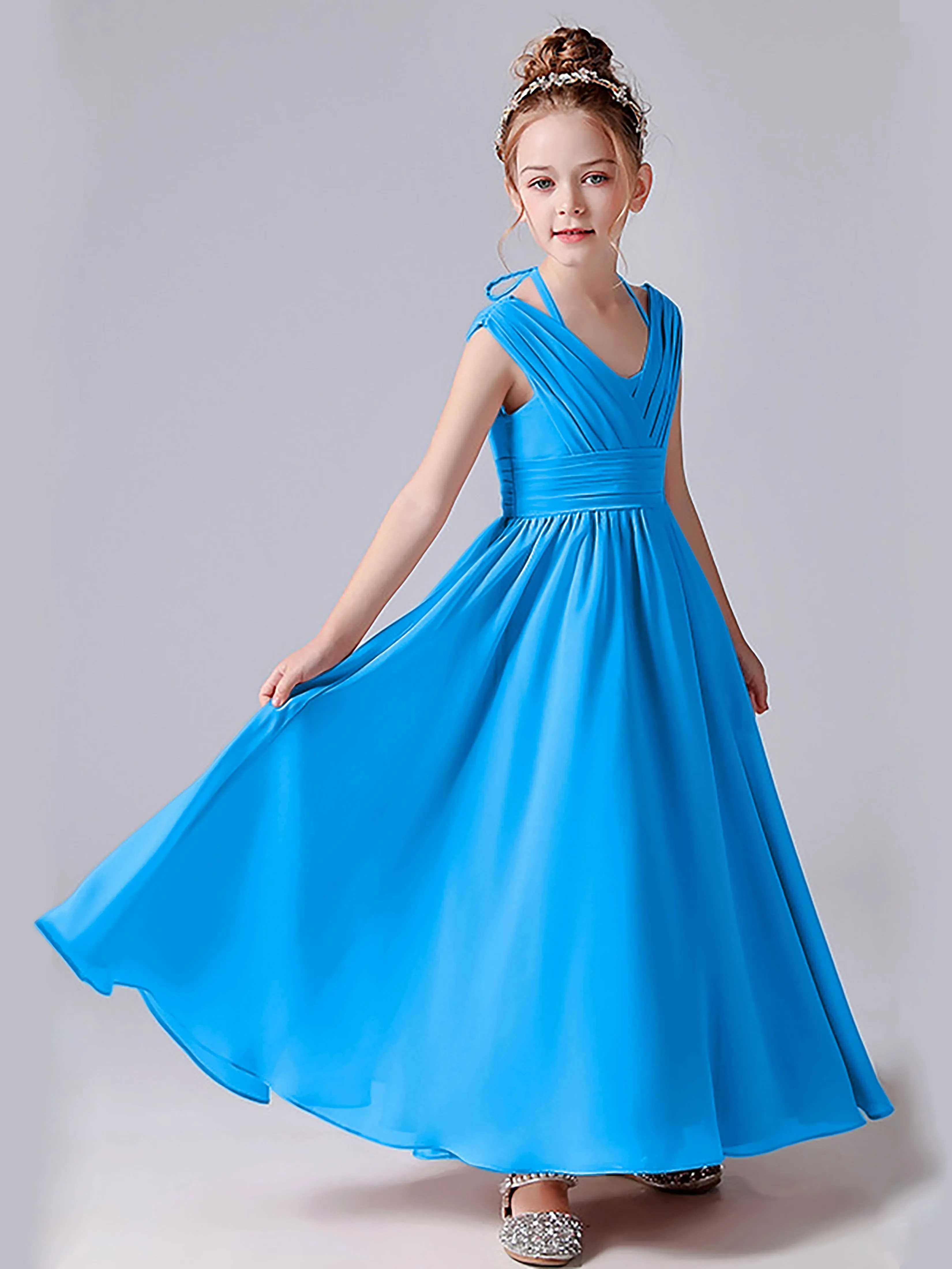 Halter V Back Junior Bridesmaid Dress