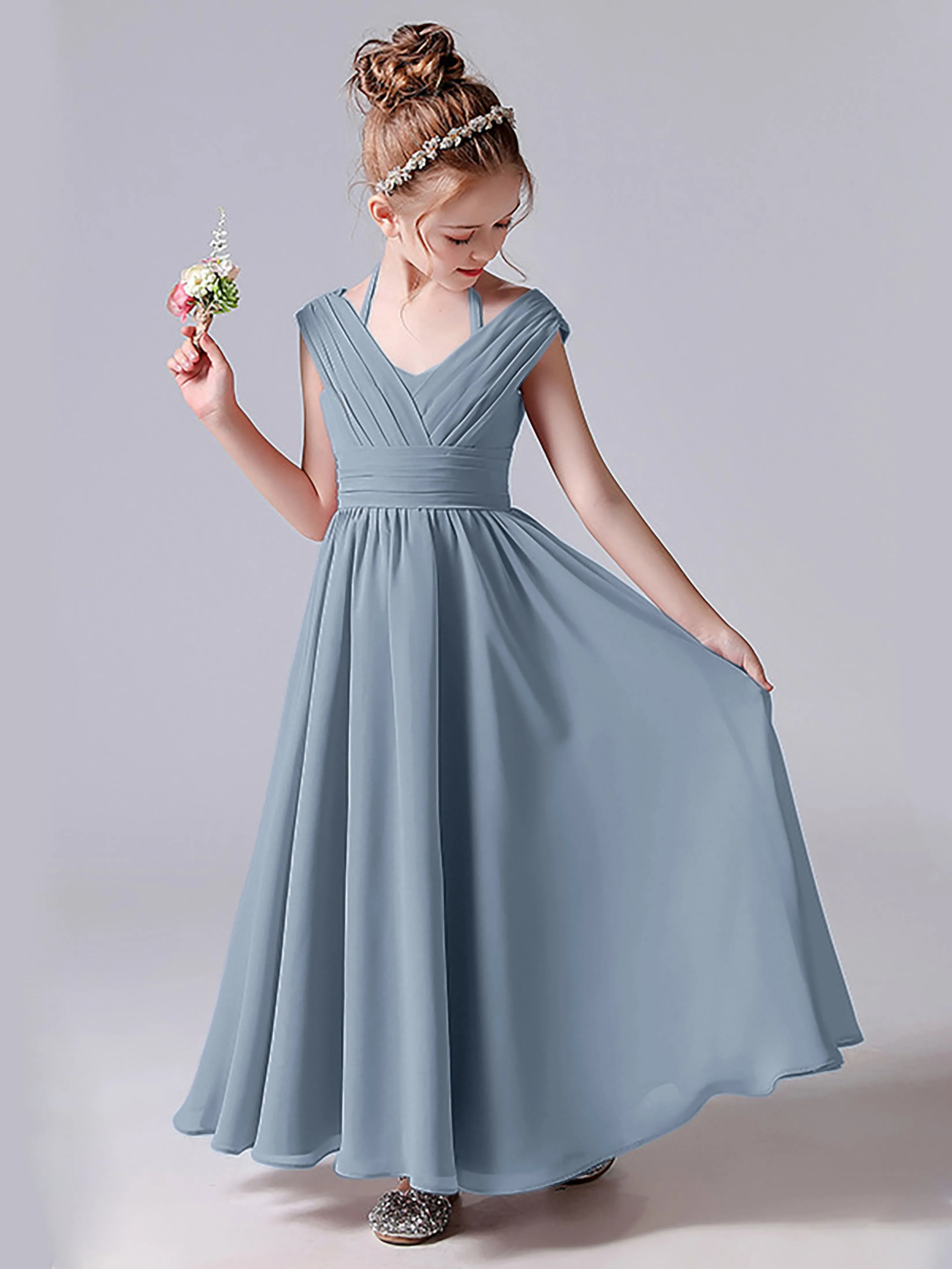 Halter V Back Junior Bridesmaid Dress