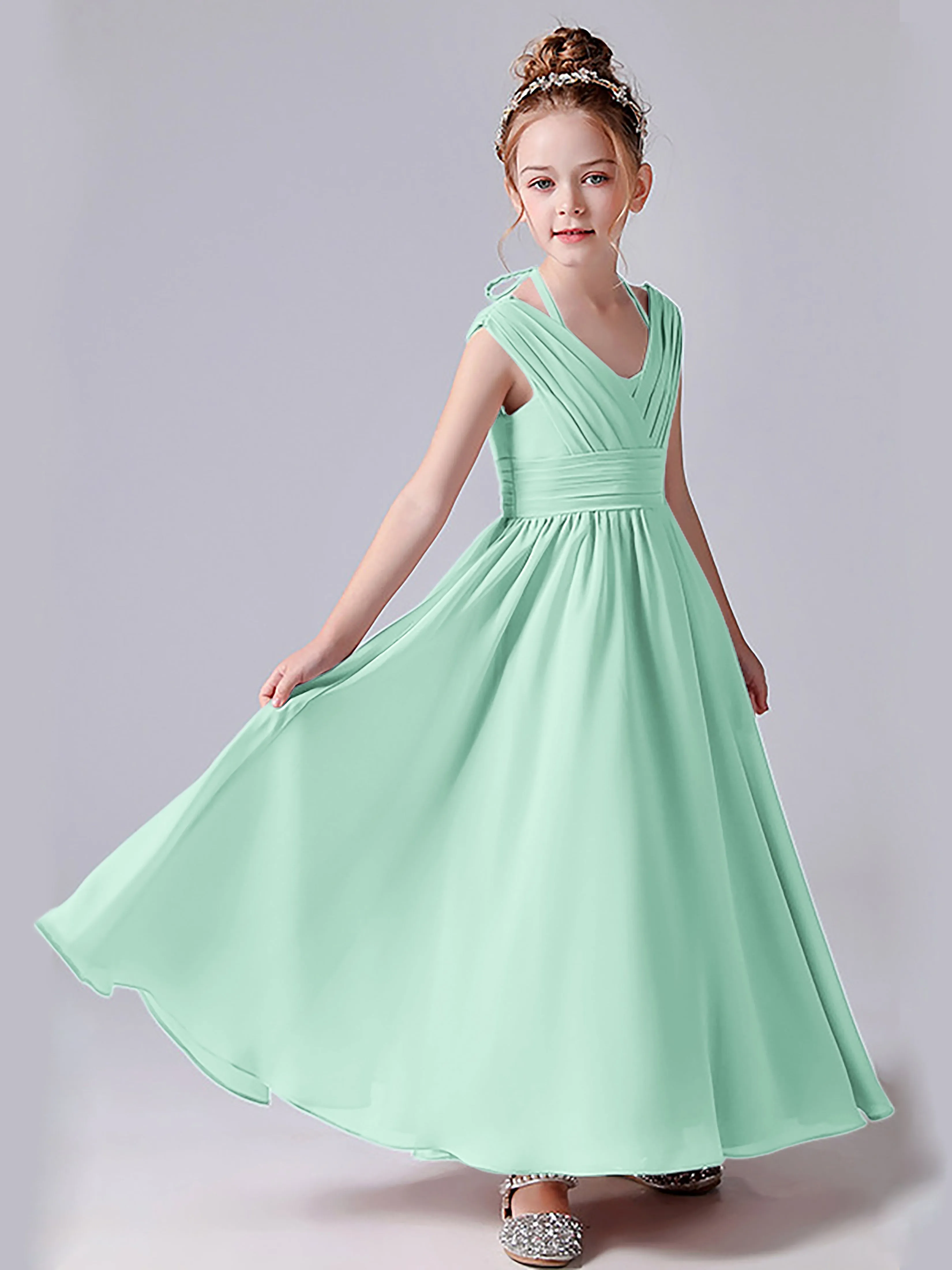 Halter V Back Junior Bridesmaid Dress