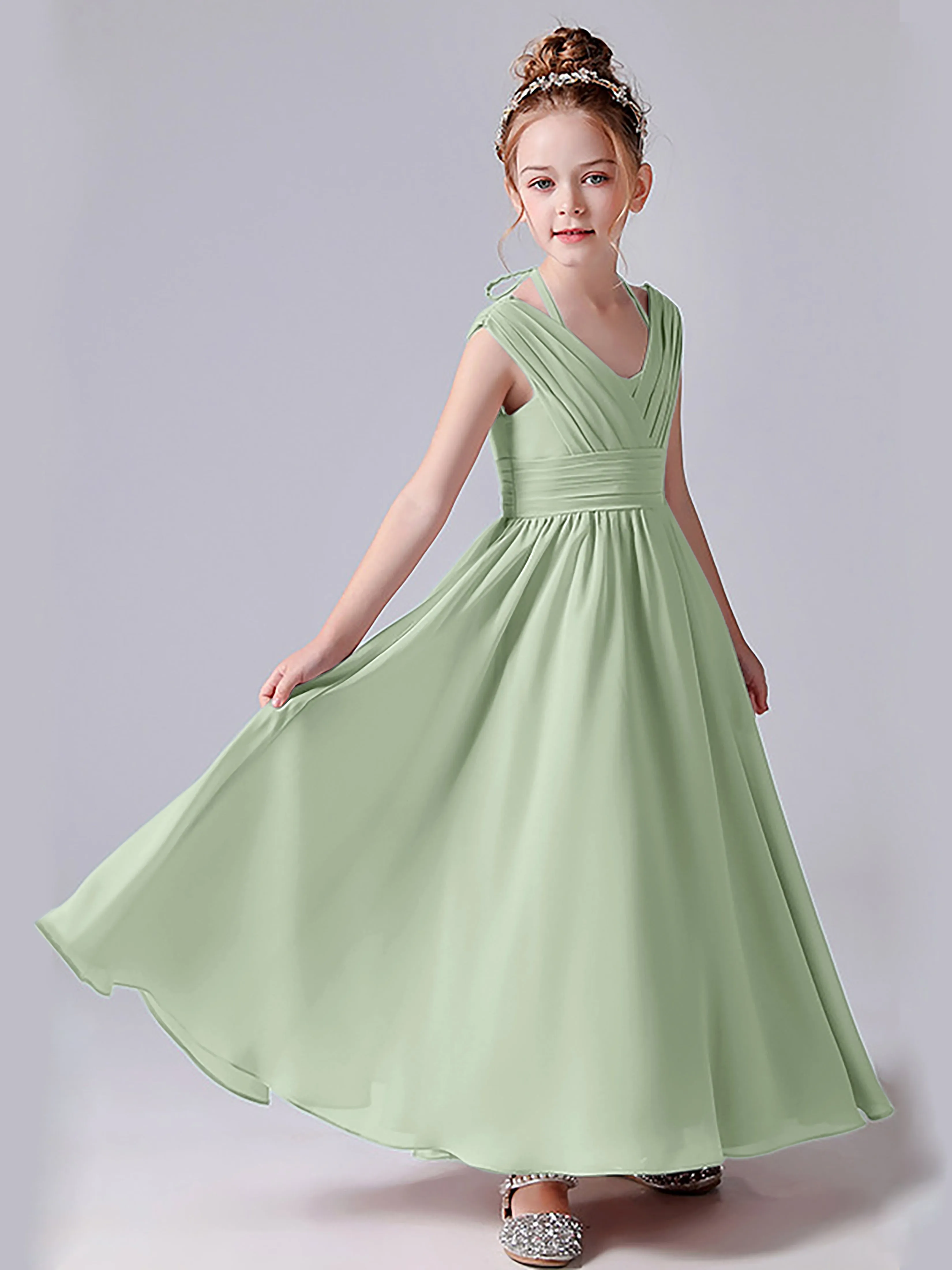 Halter V Back Junior Bridesmaid Dress