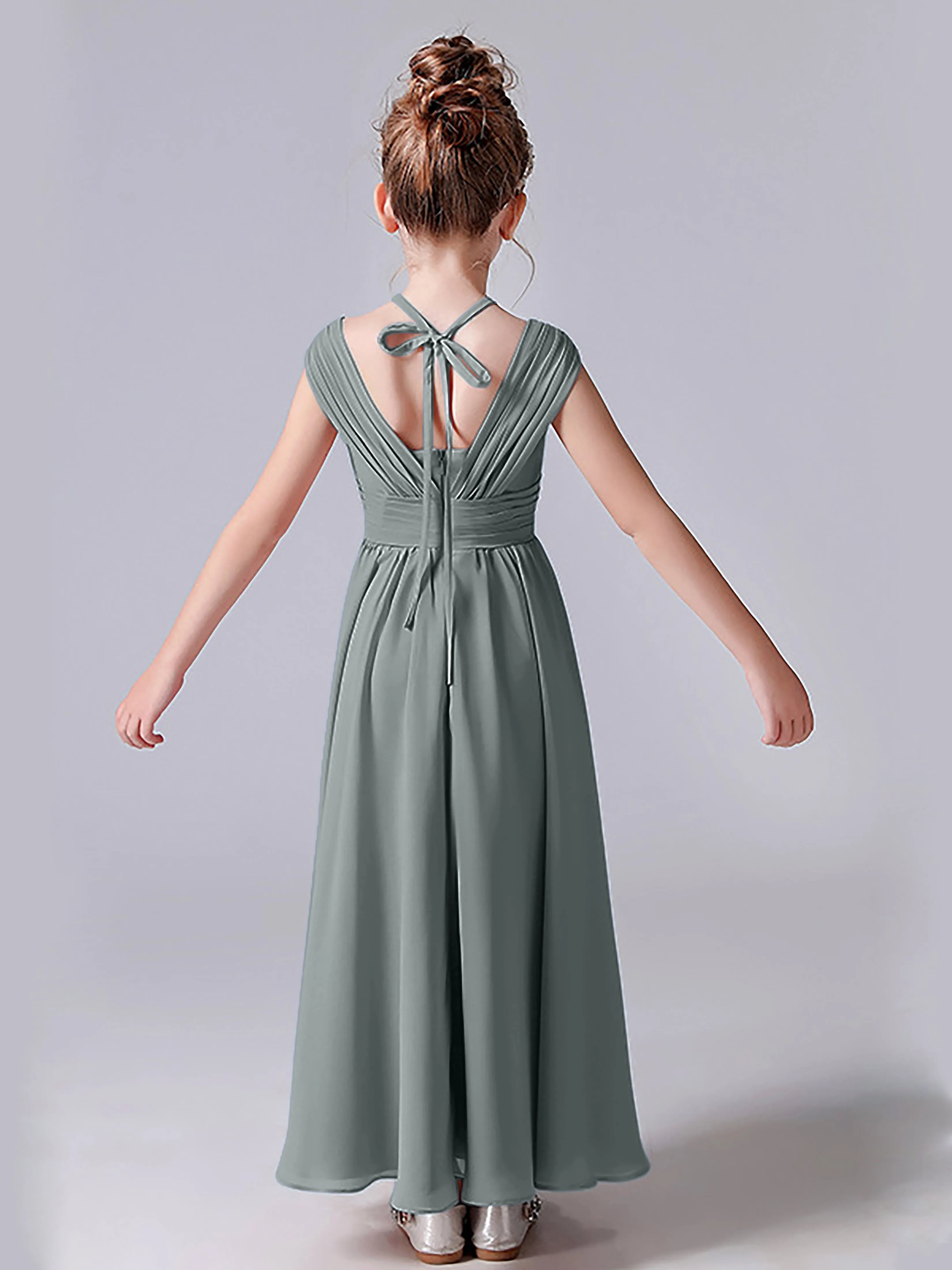 Halter V Back Junior Bridesmaid Dress