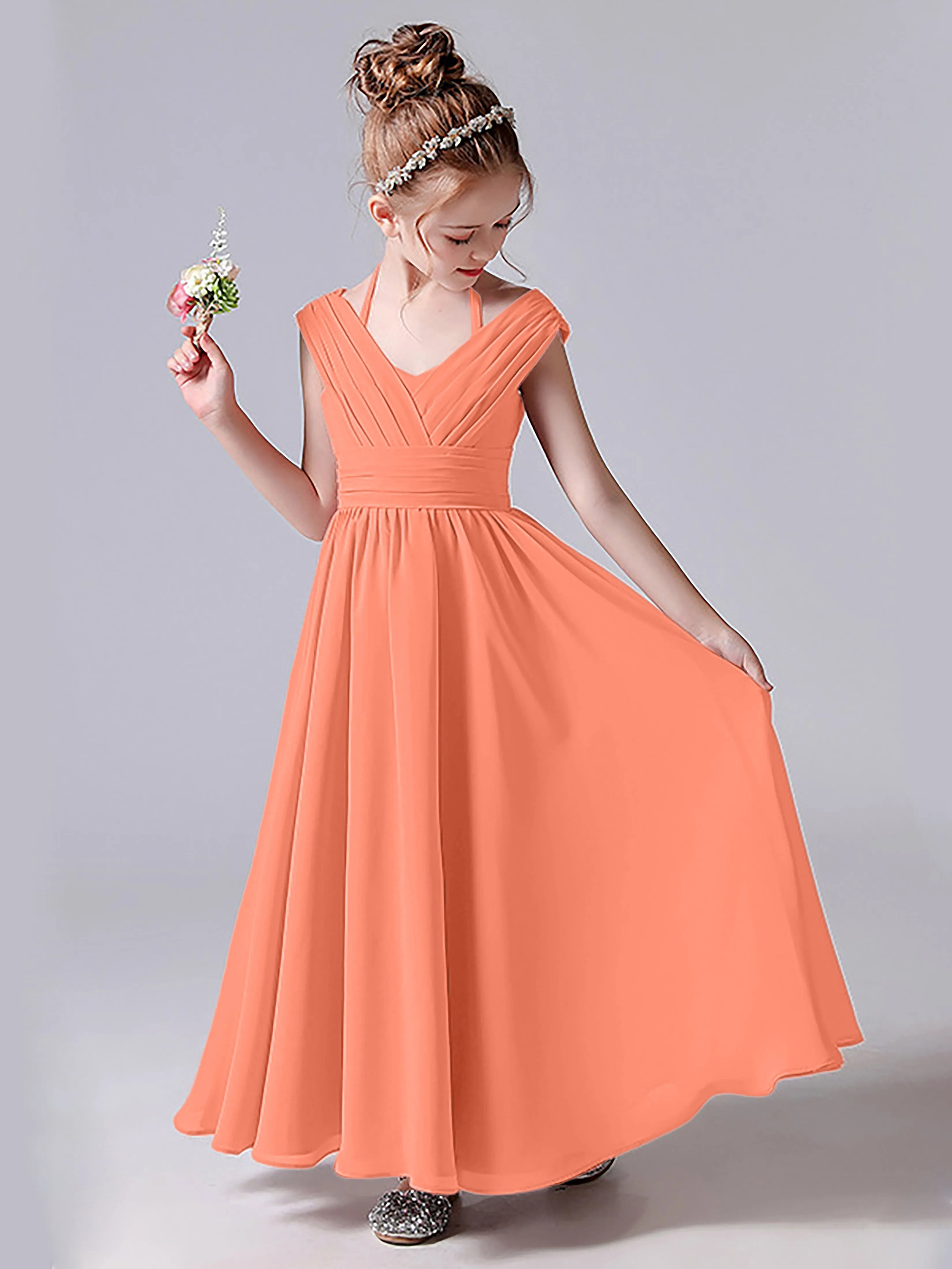 Halter V Back Junior Bridesmaid Dress