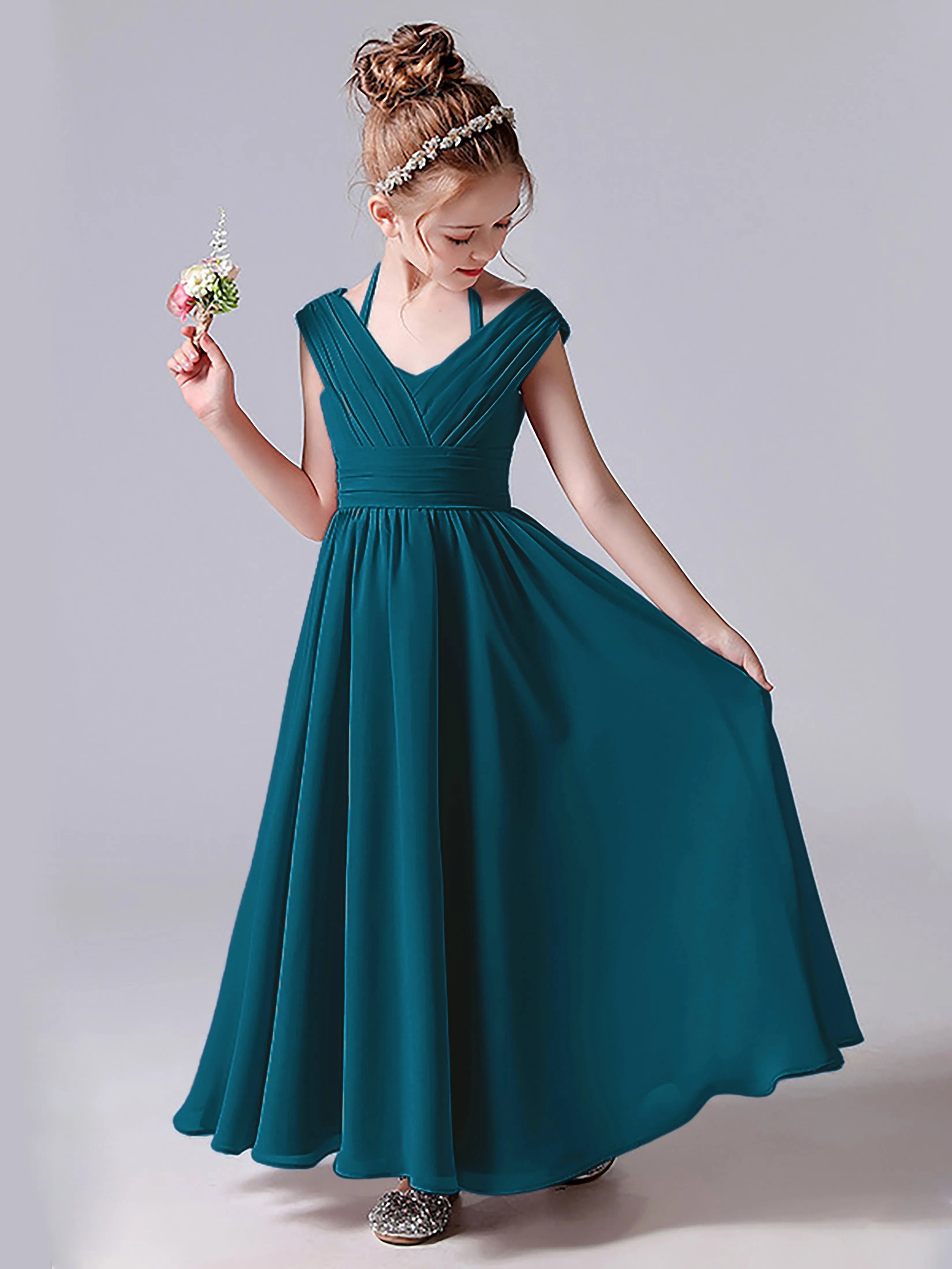 Halter V Back Junior Bridesmaid Dress