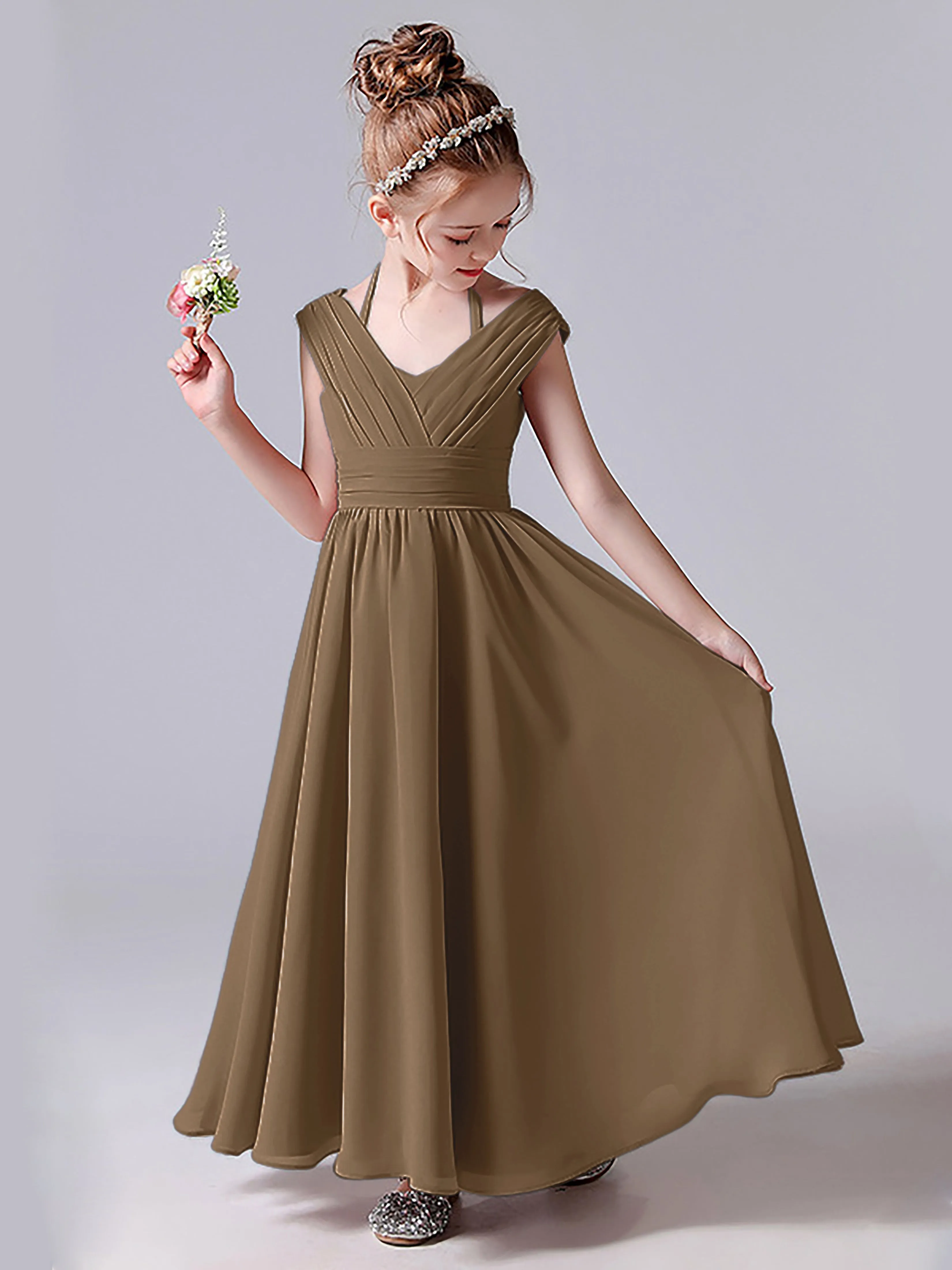 Halter V Back Junior Bridesmaid Dress