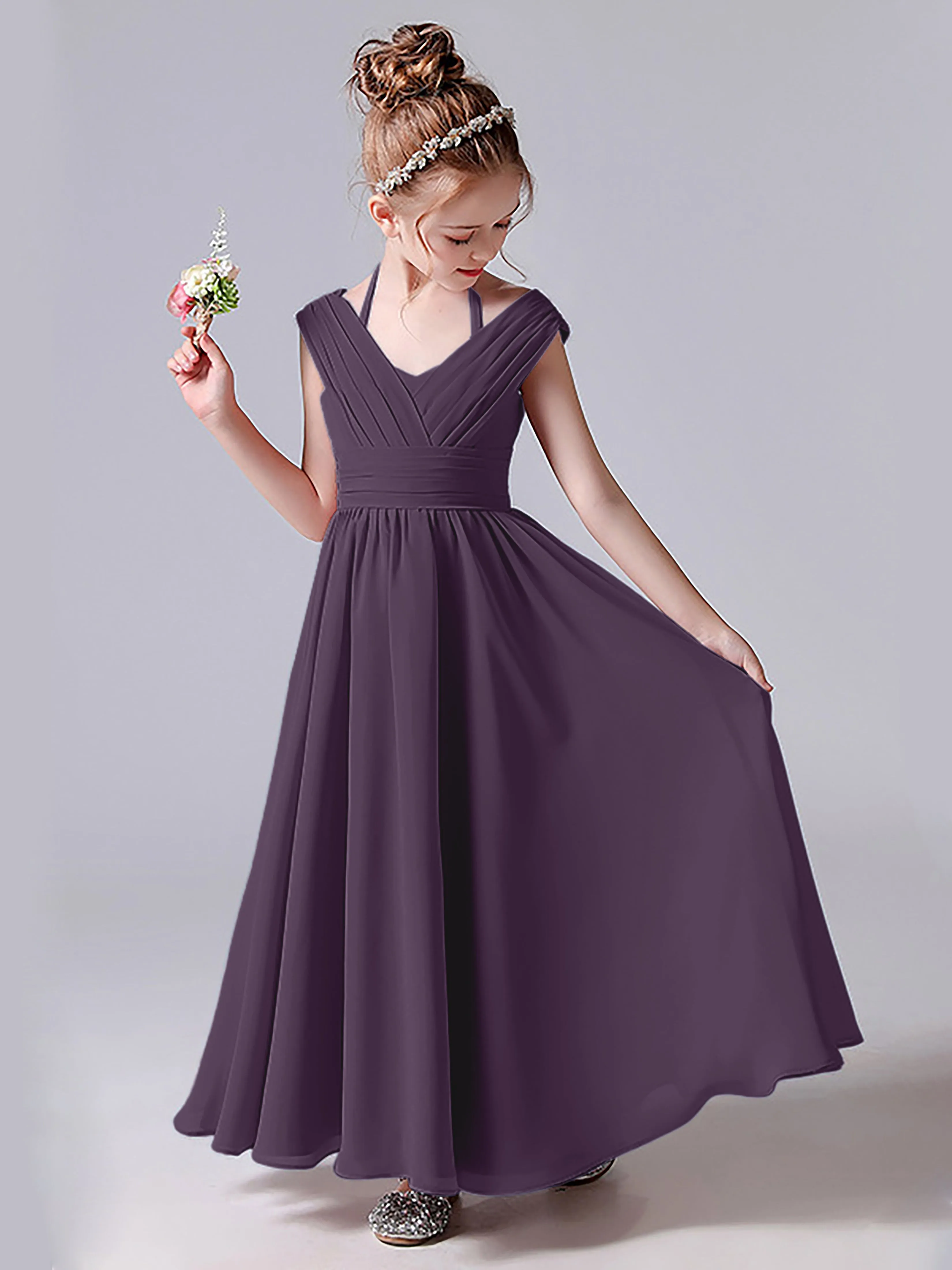 Halter V Back Junior Bridesmaid Dress