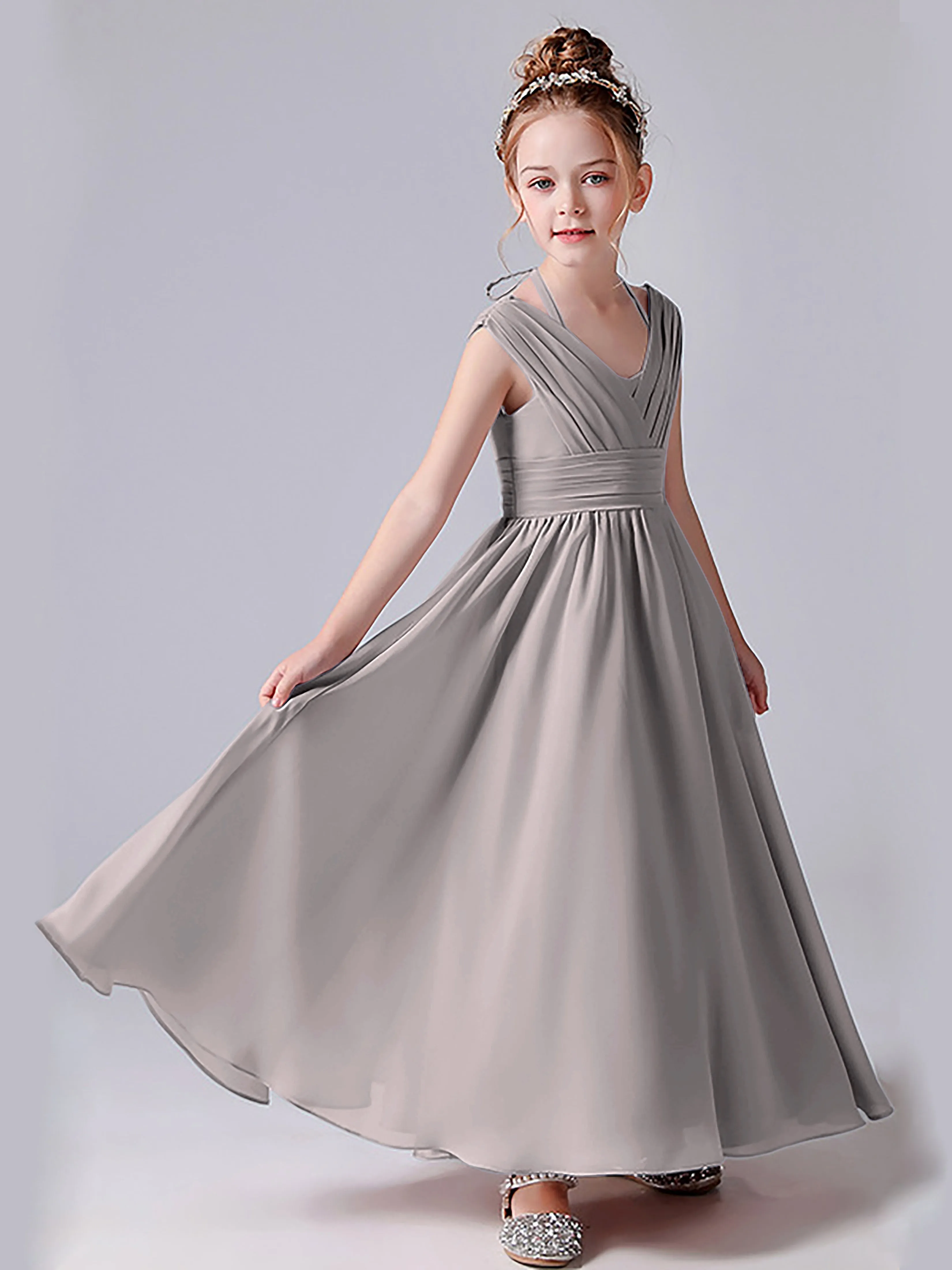 Halter V Back Junior Bridesmaid Dress