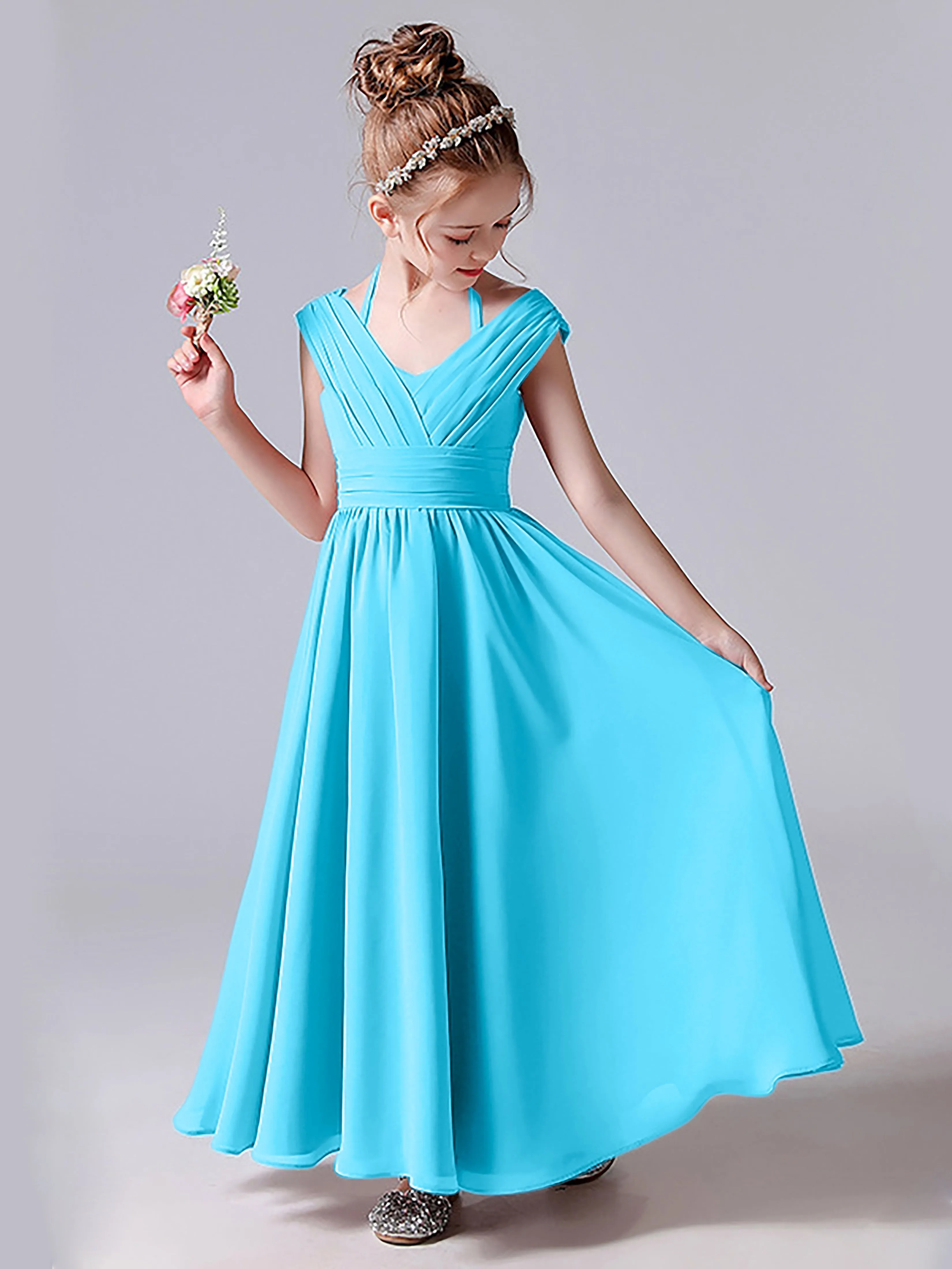 Halter V Back Junior Bridesmaid Dress