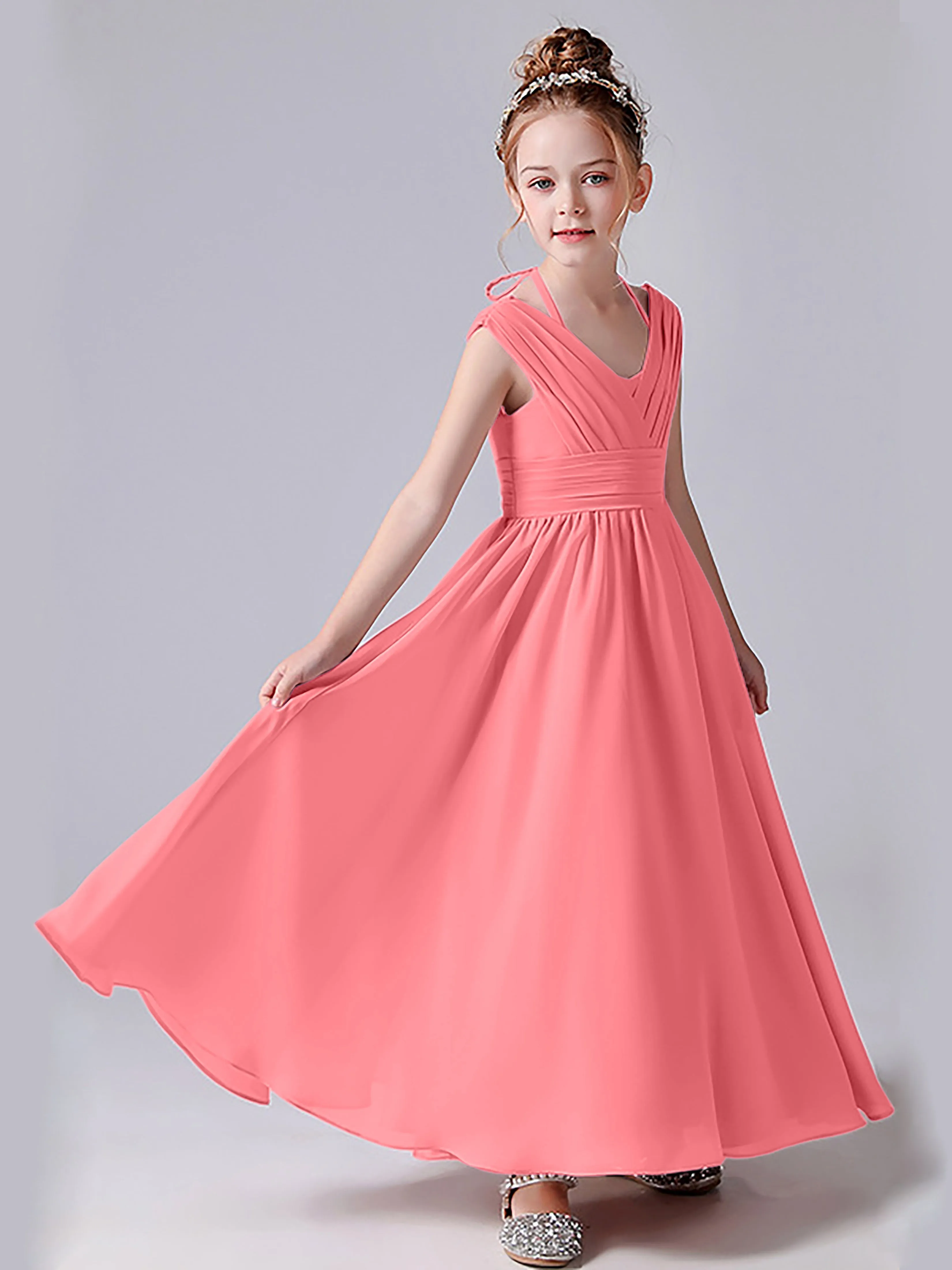 Halter V Back Junior Bridesmaid Dress