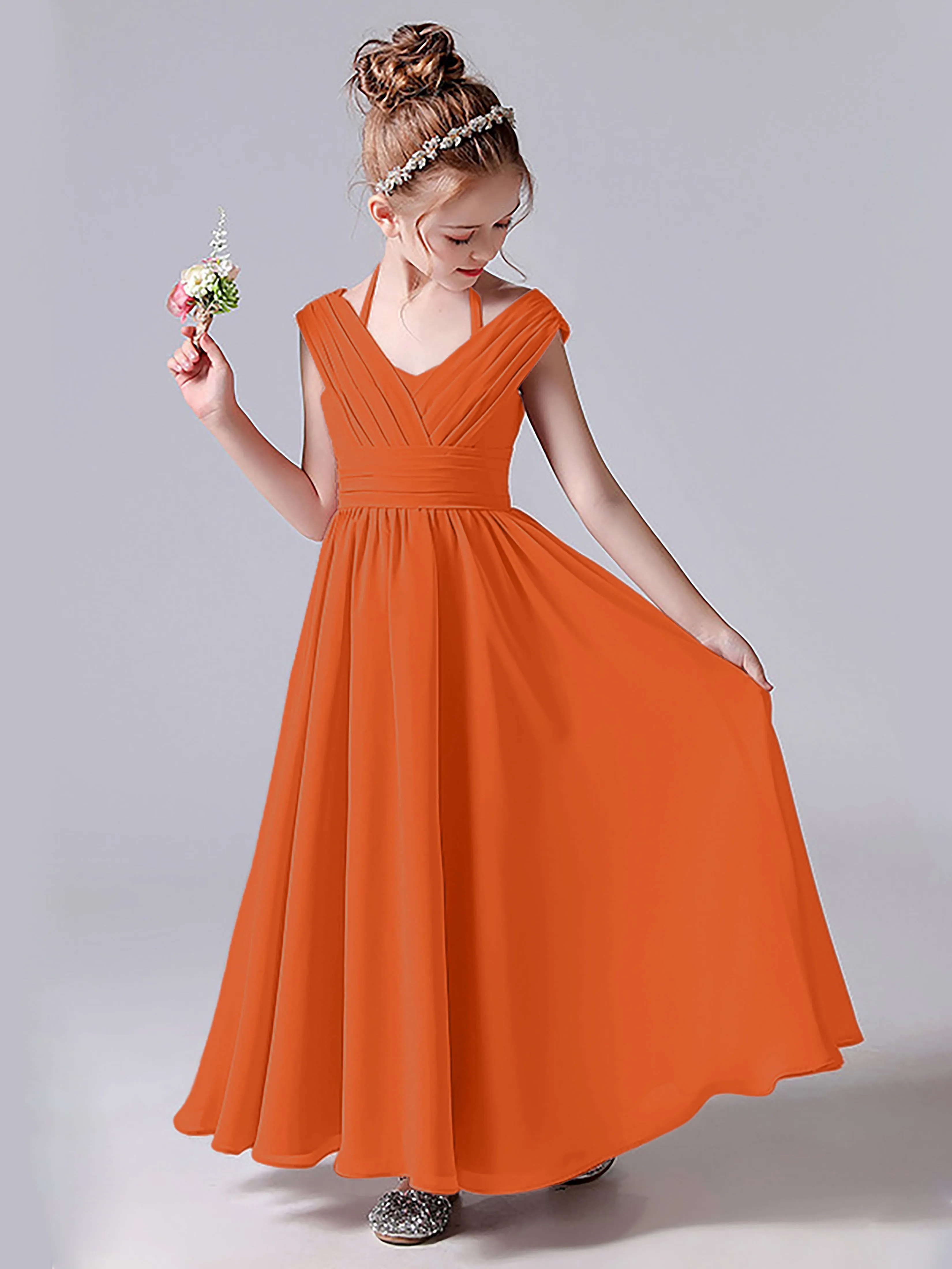 Halter V Back Junior Bridesmaid Dress