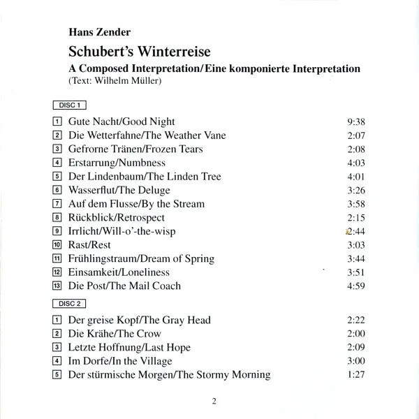 Hans Zender - Hans Peter Blochwitz, Ensemble Modern, Hans Zender - Schubert's Winterreise (A Composed Interpretation) (2xCD, Album) (NM or M-)