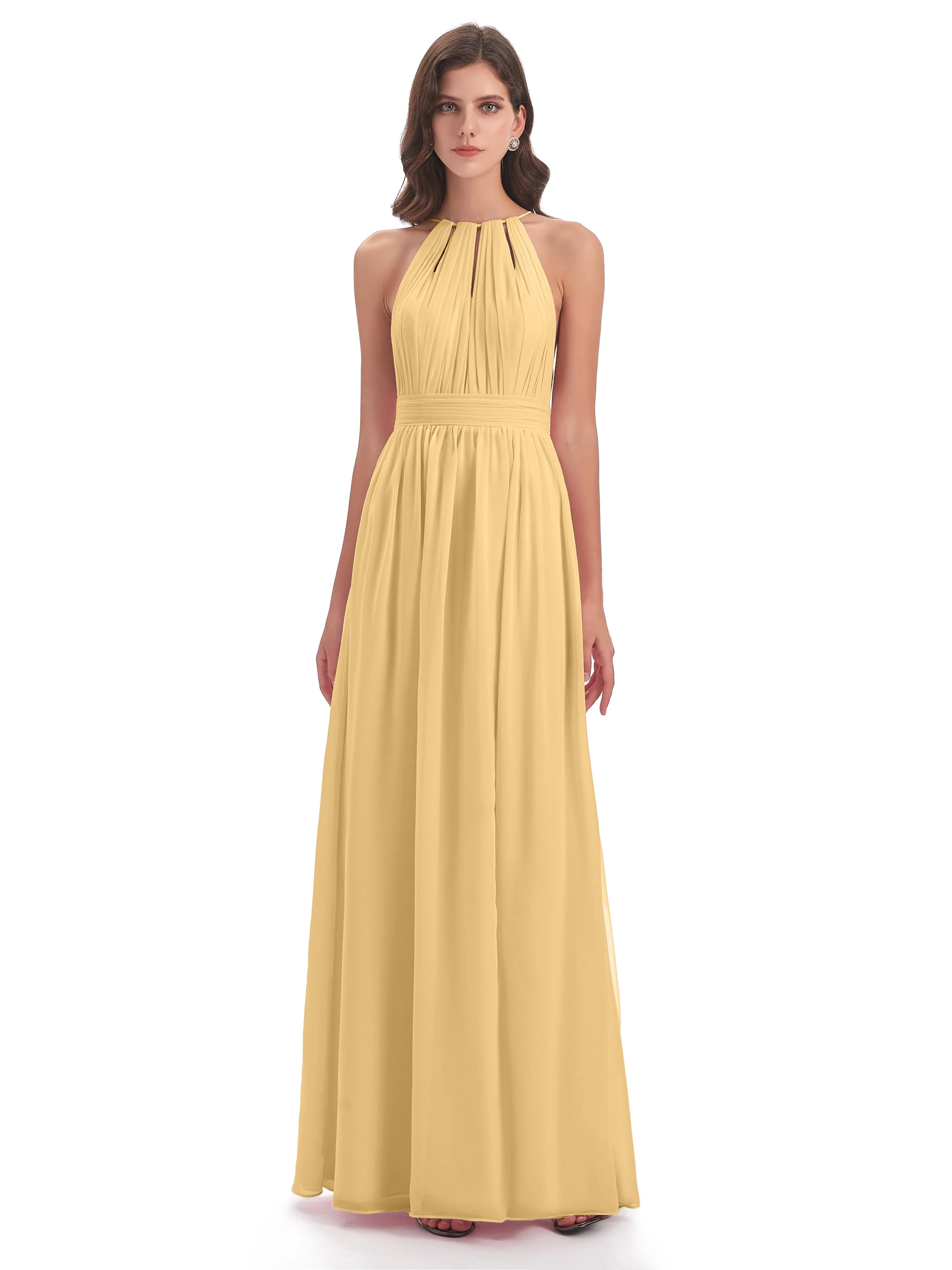 Harriet Exquisite Halter Split Long Chiffon Bridesmaid Dresses