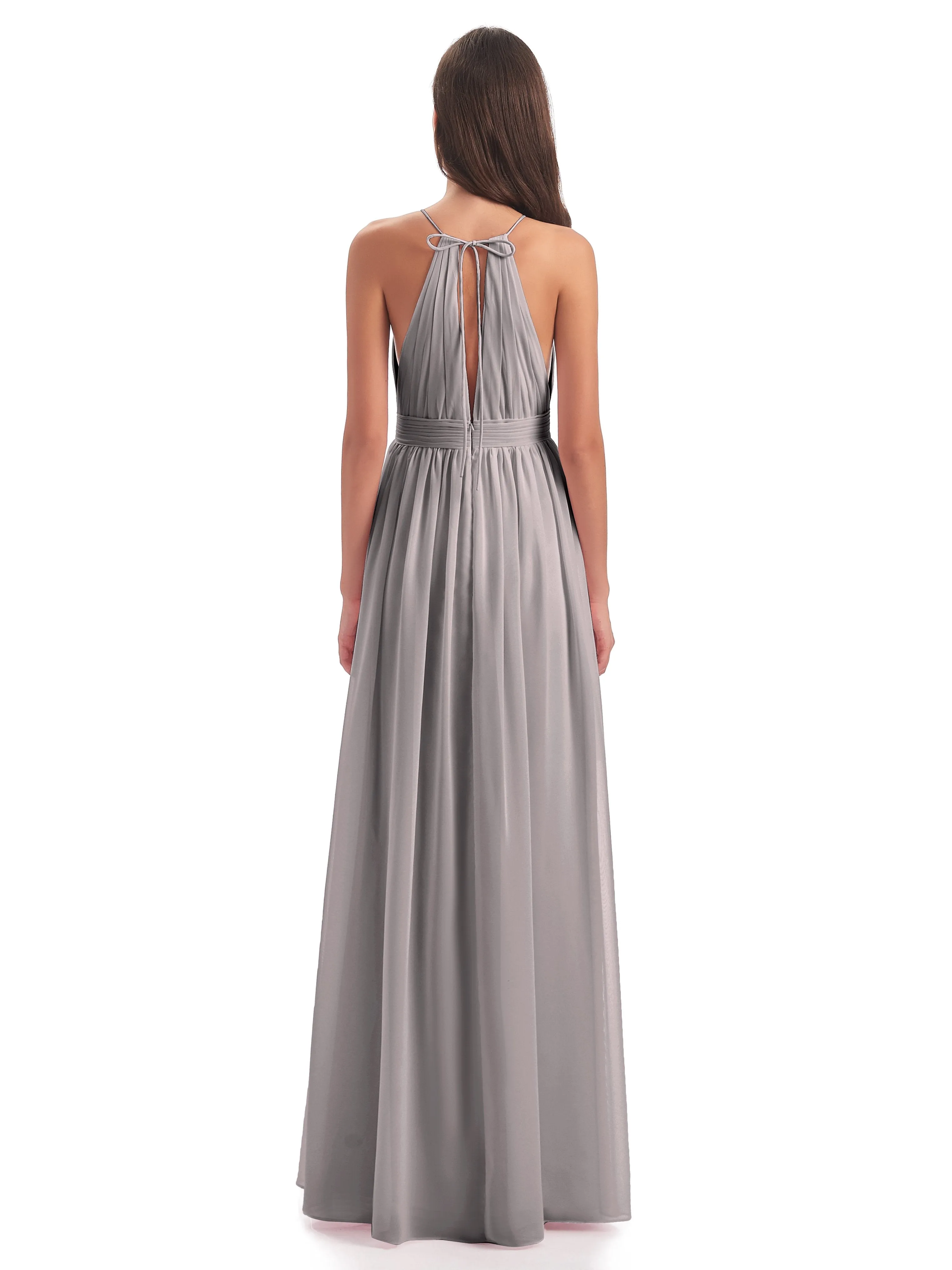 Harriet Exquisite Halter Split Long Chiffon Bridesmaid Dresses