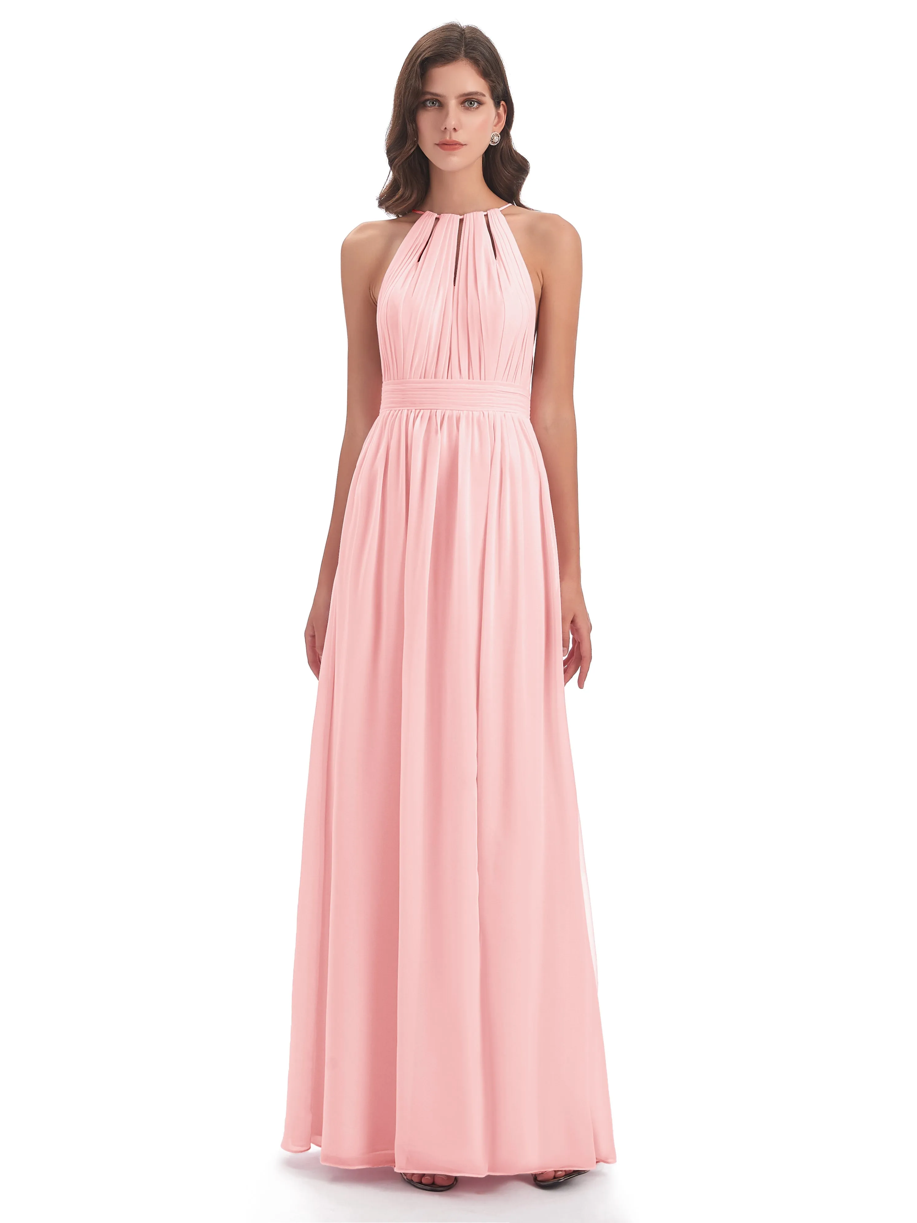 Harriet Exquisite Halter Split Long Chiffon Bridesmaid Dresses