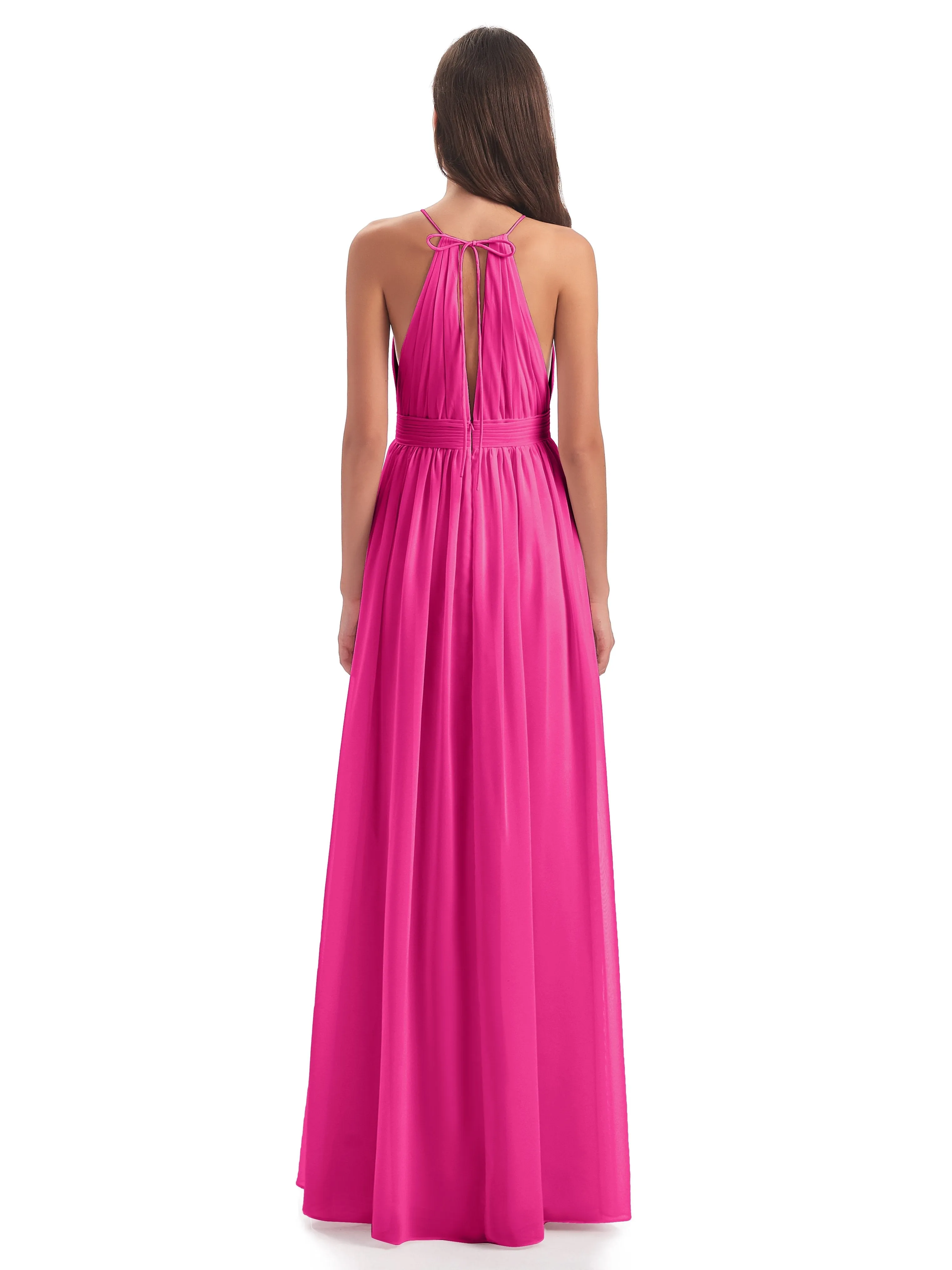 Harriet Exquisite Halter Split Long Chiffon Bridesmaid Dresses