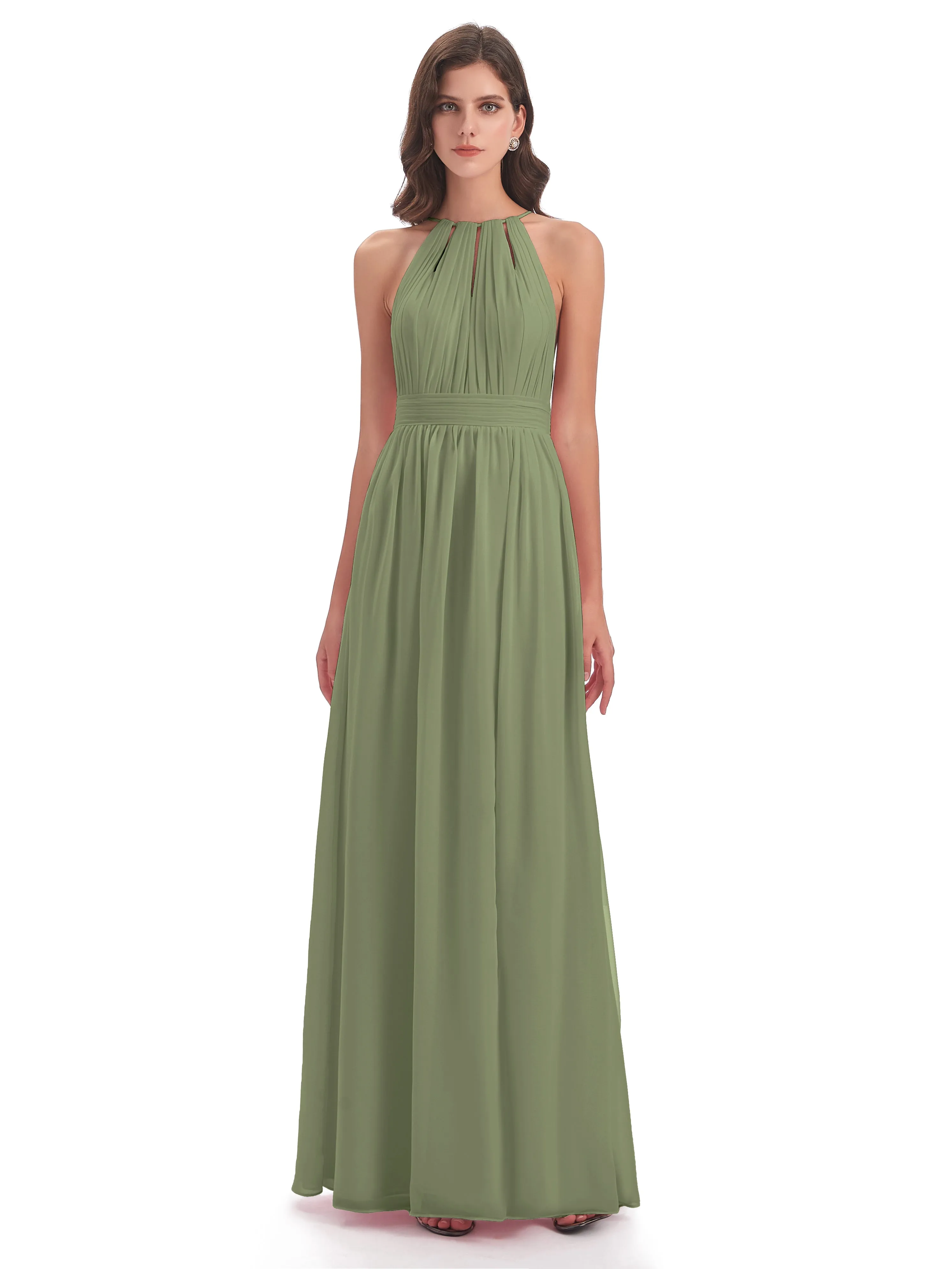 Harriet Exquisite Halter Split Long Chiffon Bridesmaid Dresses