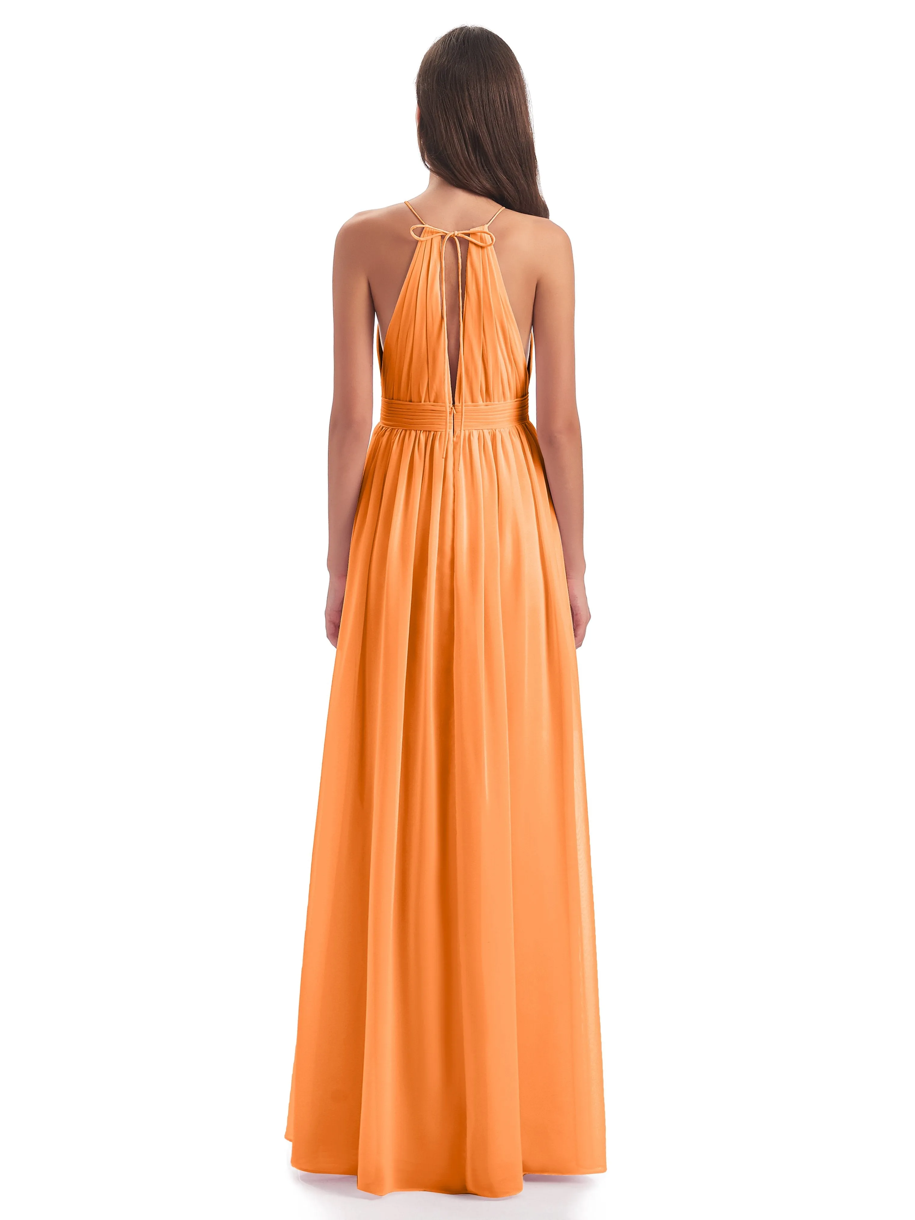 Harriet Exquisite Halter Split Long Chiffon Bridesmaid Dresses