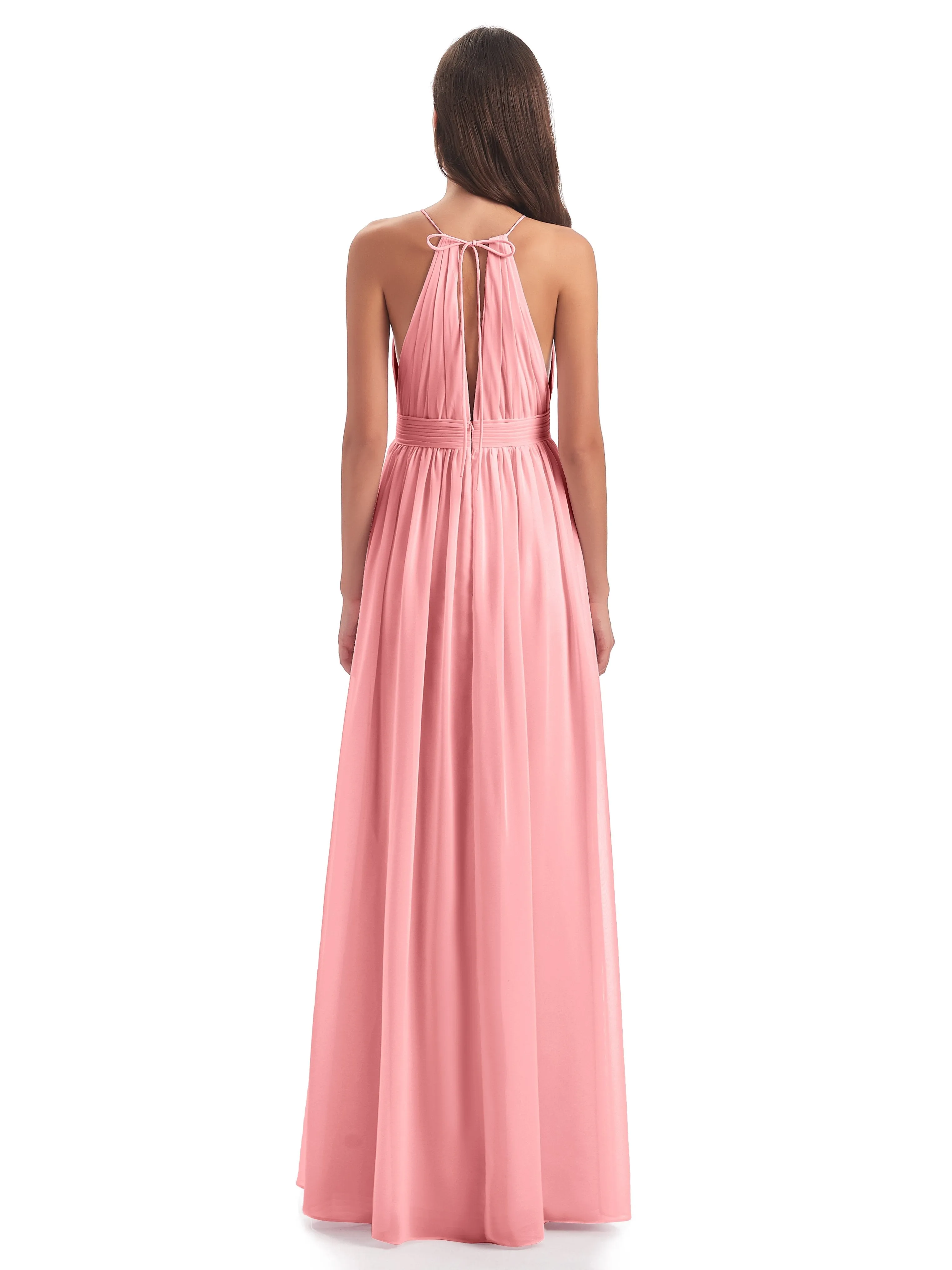 Harriet Exquisite Halter Split Long Chiffon Bridesmaid Dresses