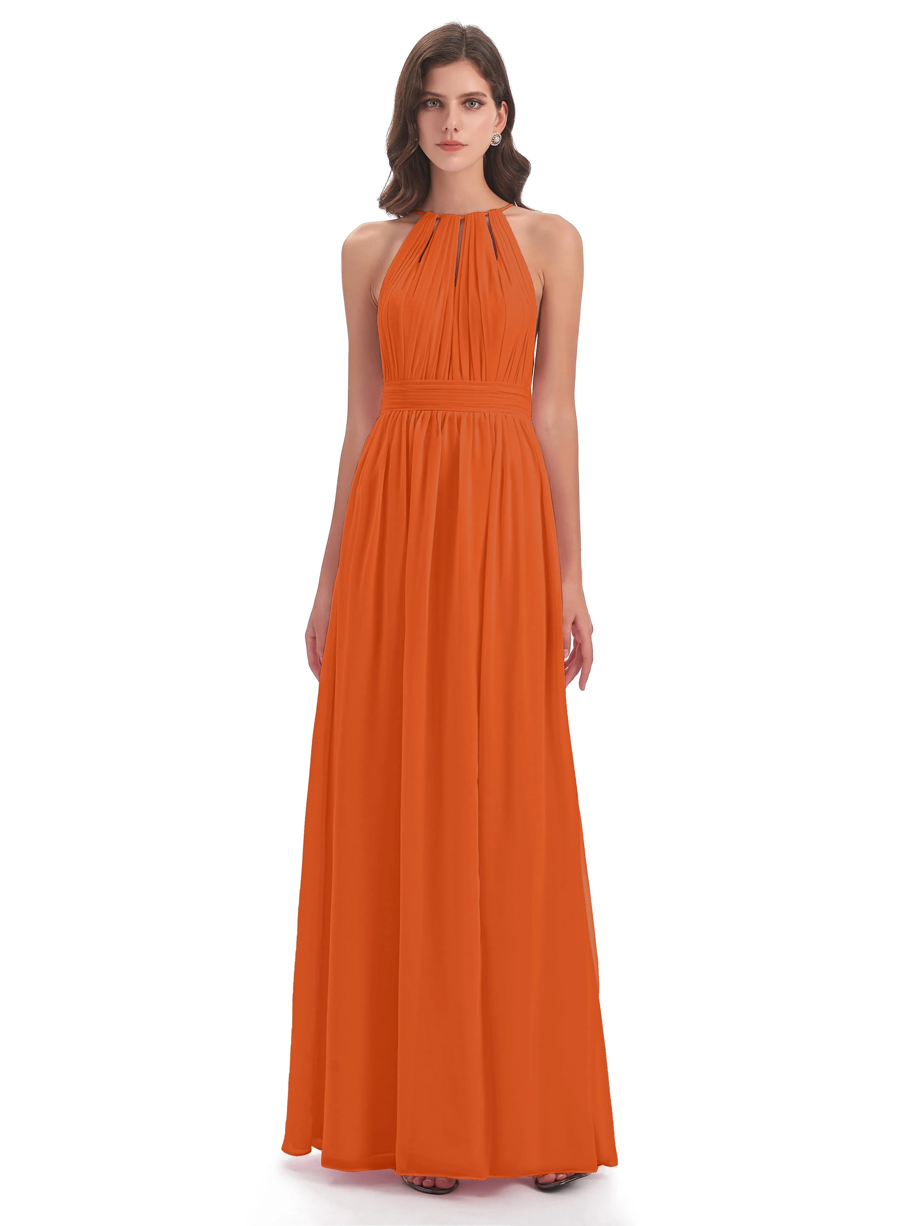 Harriet Exquisite Halter Split Long Chiffon Bridesmaid Dresses