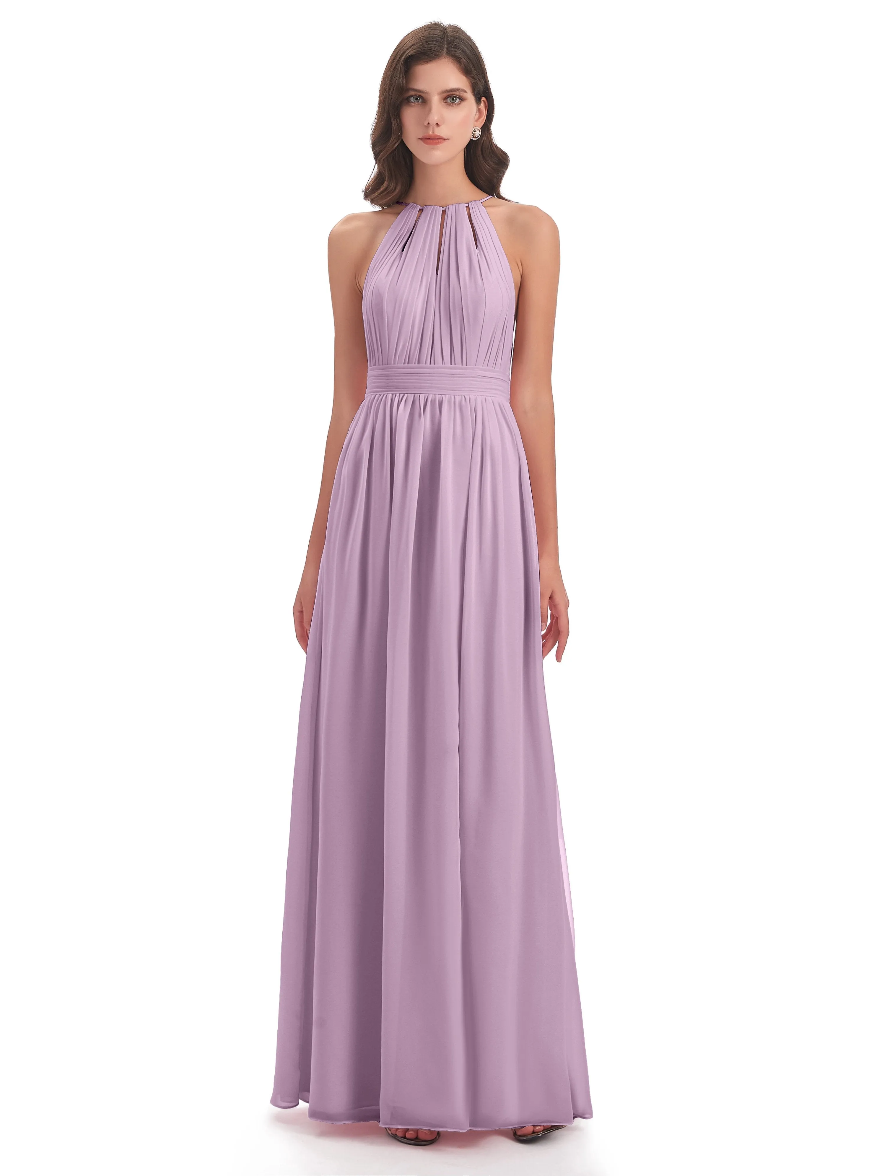 Harriet Exquisite Halter Split Long Chiffon Bridesmaid Dresses