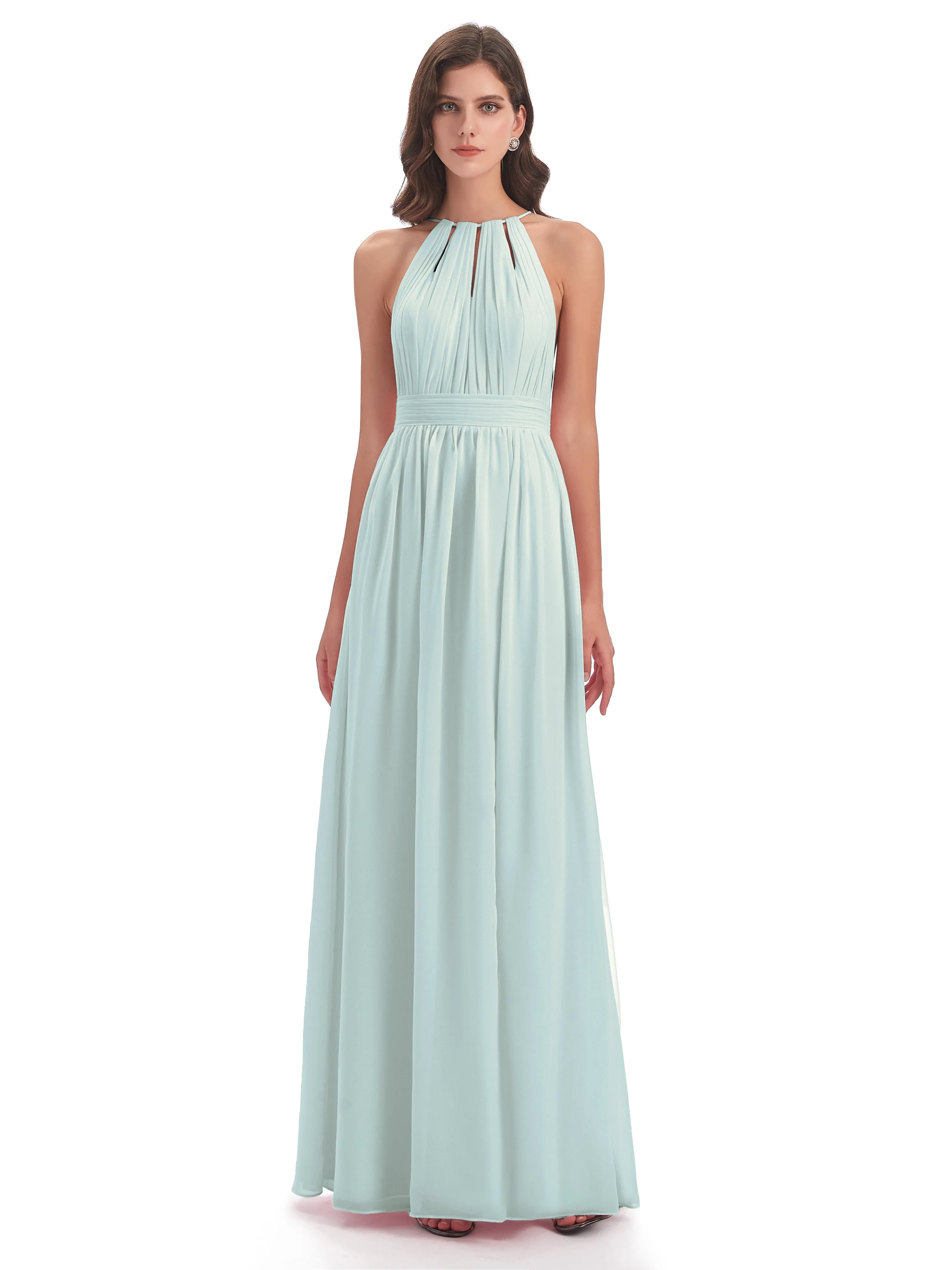 Harriet Exquisite Halter Split Long Chiffon Bridesmaid Dresses