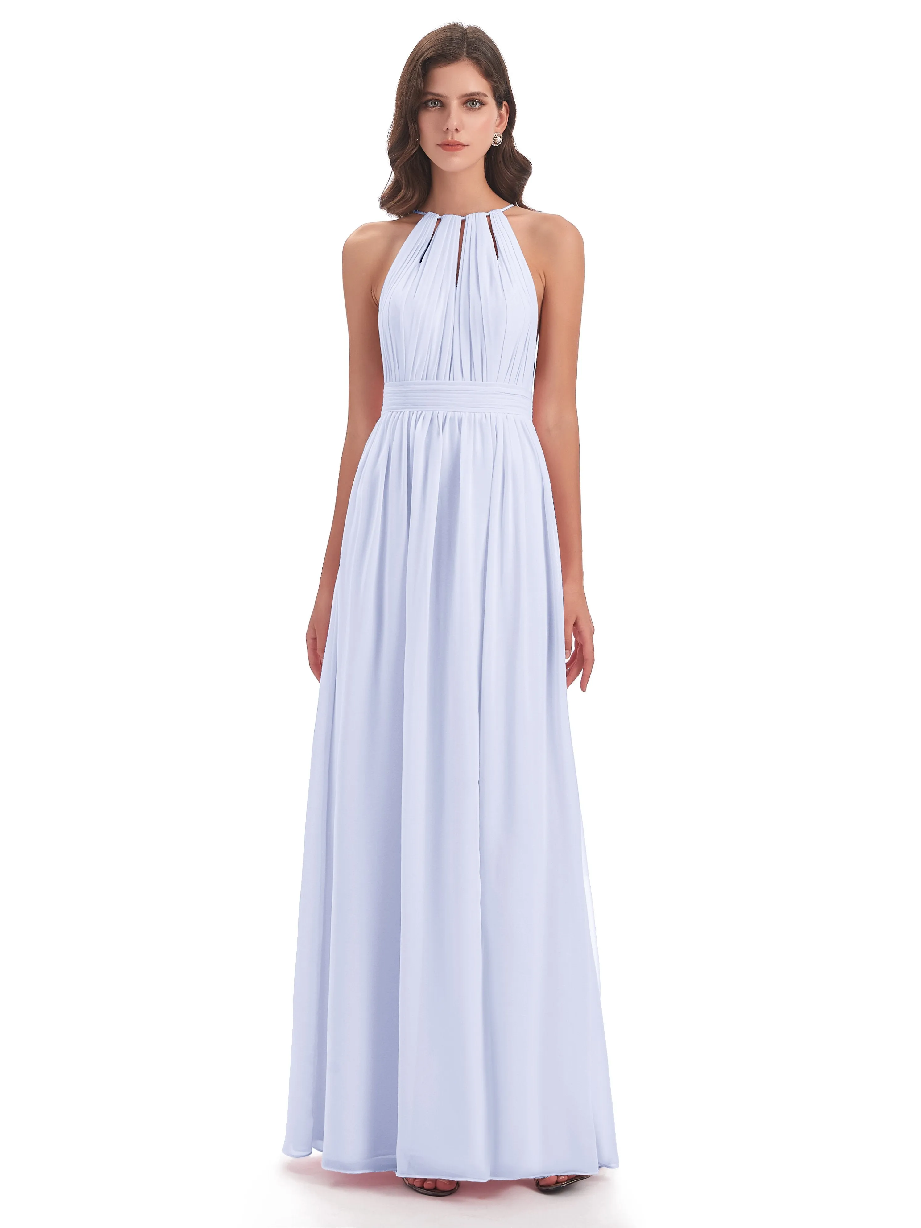 Harriet Exquisite Halter Split Long Chiffon Bridesmaid Dresses