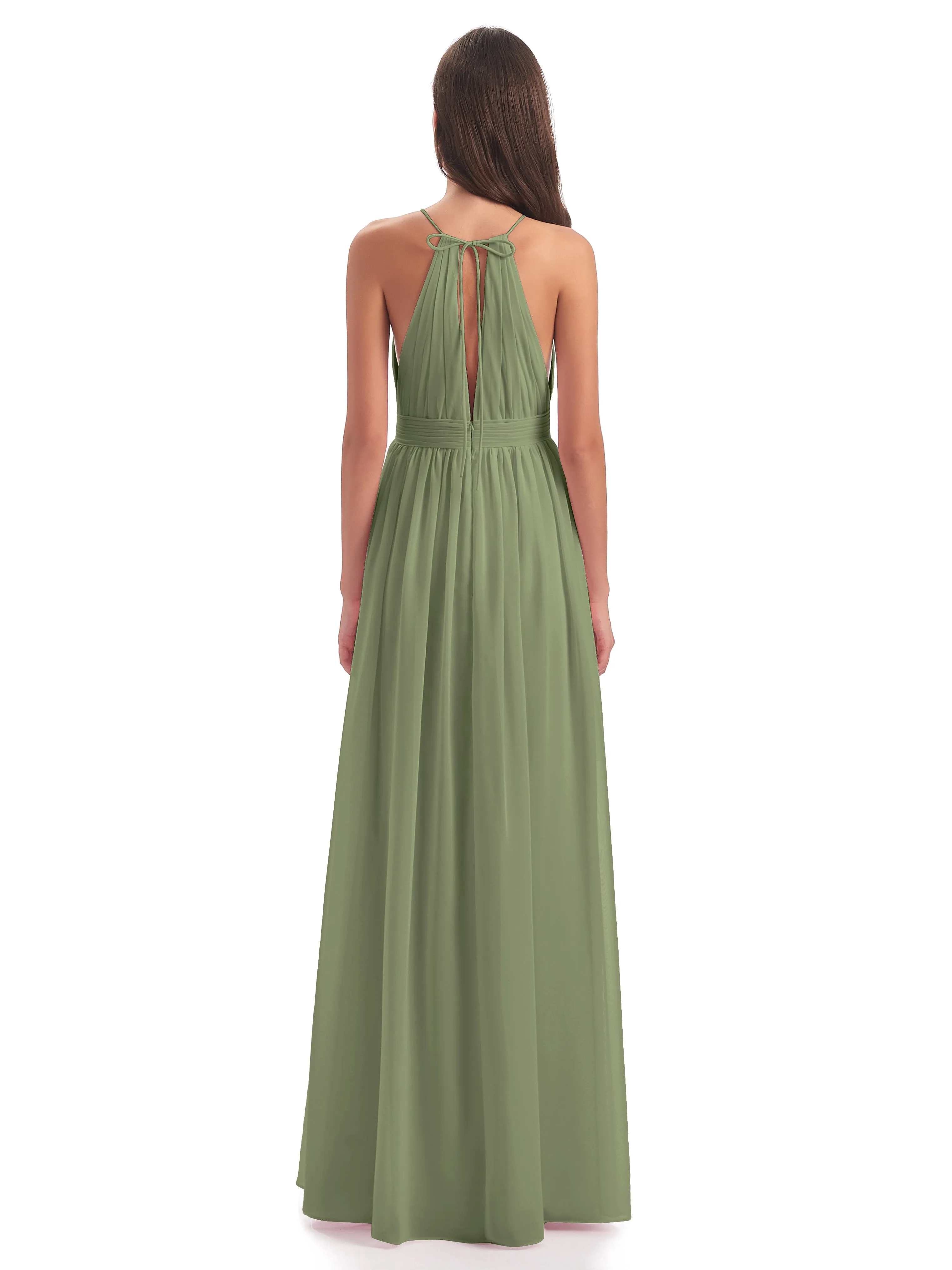 Harriet Exquisite Halter Split Long Chiffon Bridesmaid Dresses