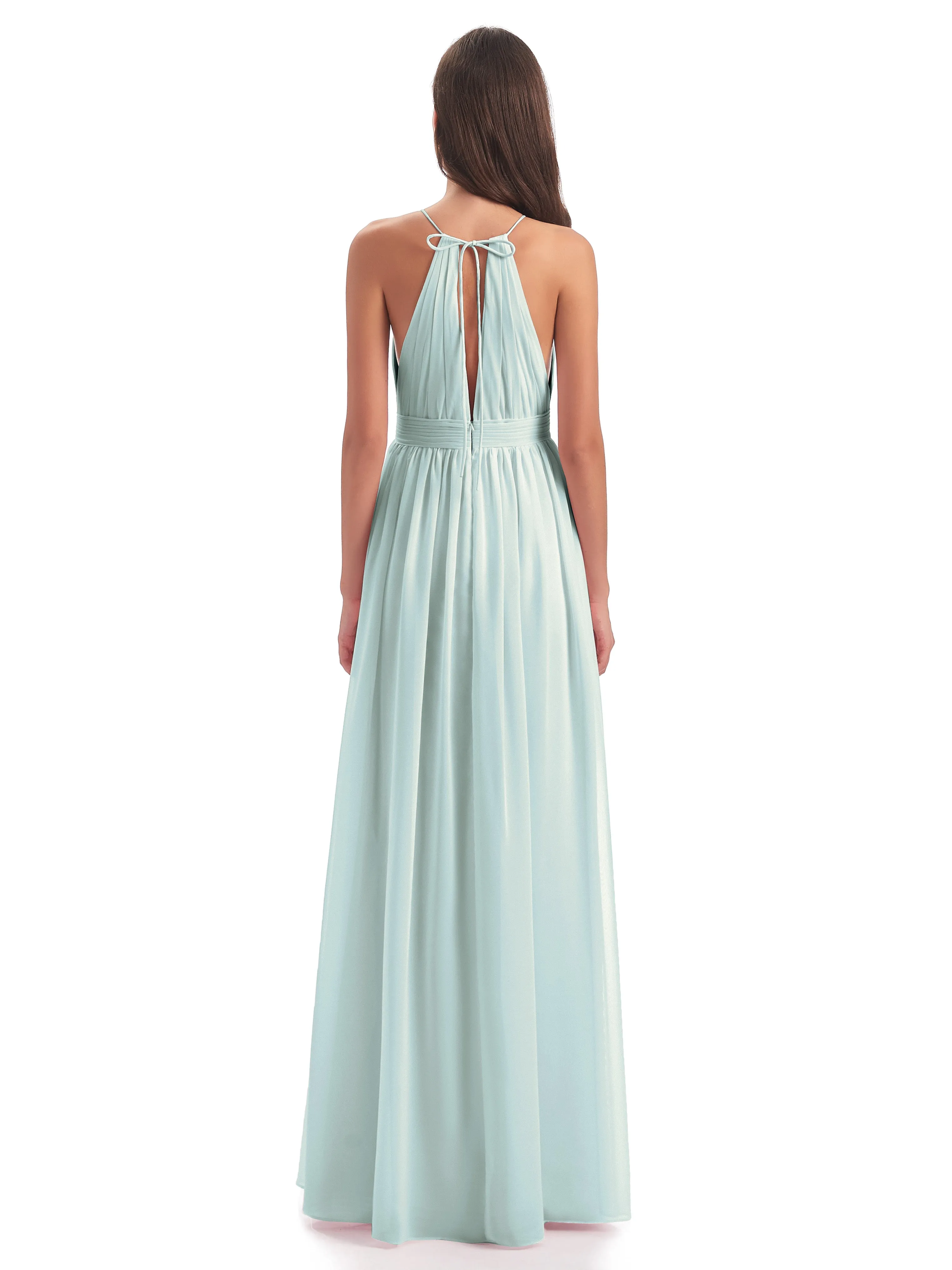 Harriet Exquisite Halter Split Long Chiffon Bridesmaid Dresses