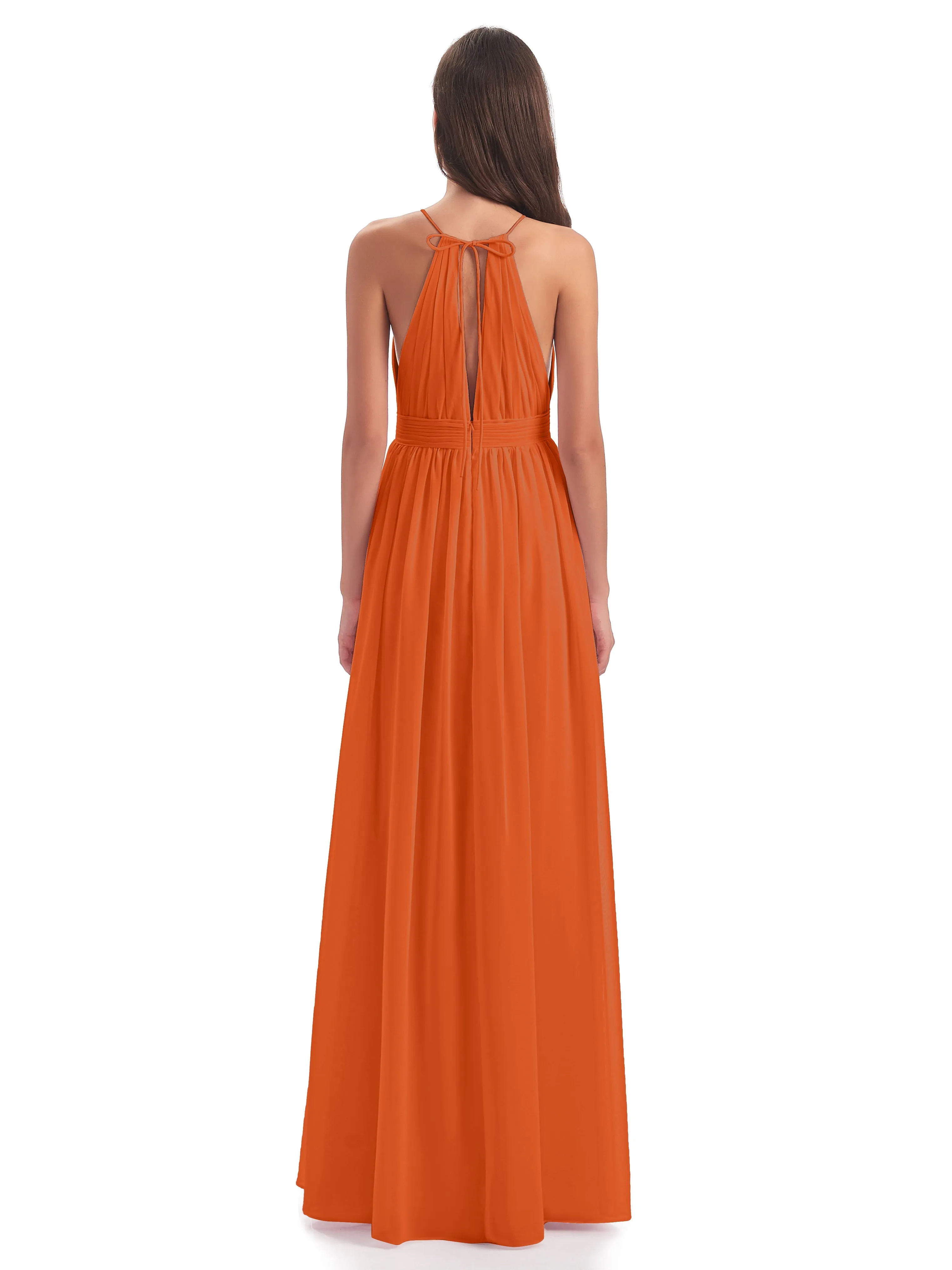 Harriet Exquisite Halter Split Long Chiffon Bridesmaid Dresses