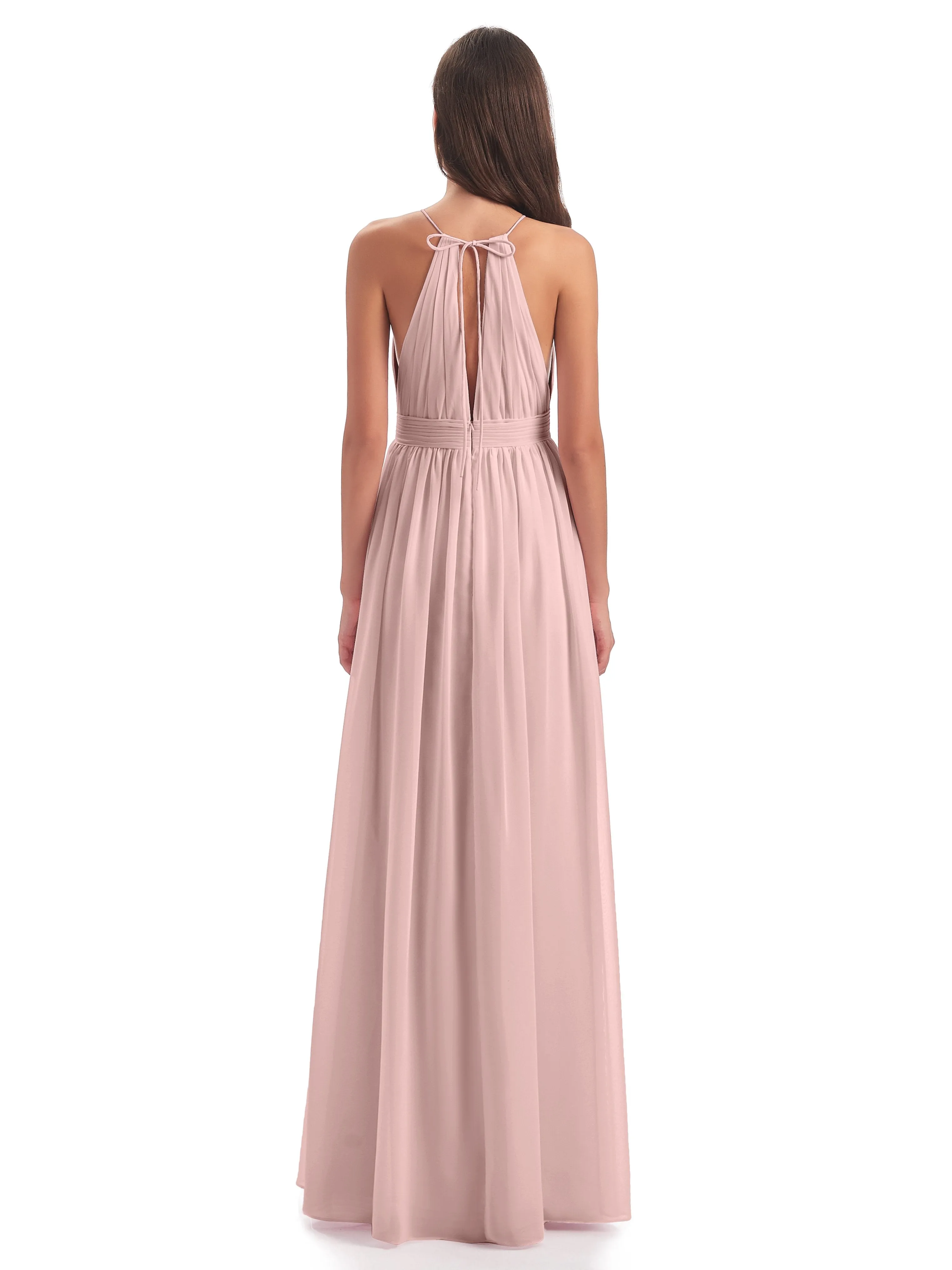 Harriet Exquisite Halter Split Long Chiffon Bridesmaid Dresses