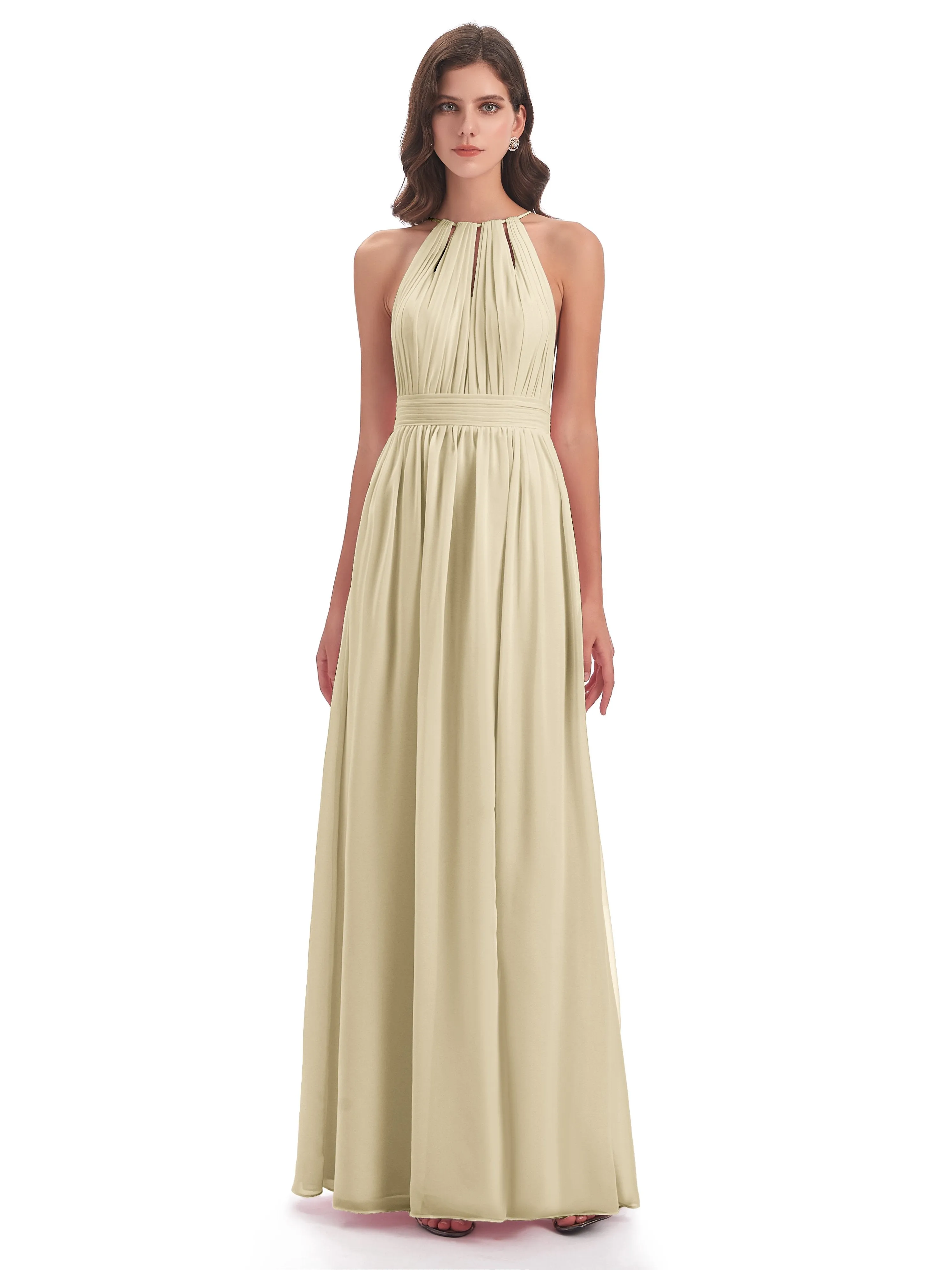 Harriet Exquisite Halter Split Long Chiffon Bridesmaid Dresses