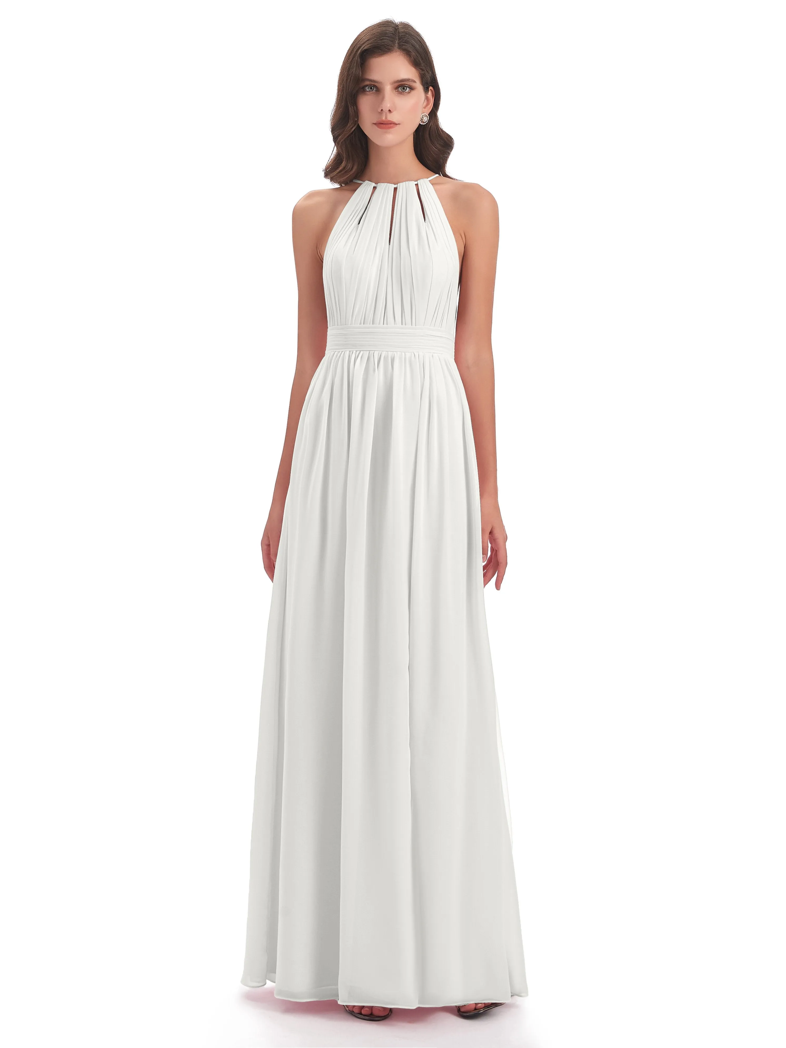 Harriet Exquisite Halter Split Long Chiffon Bridesmaid Dresses