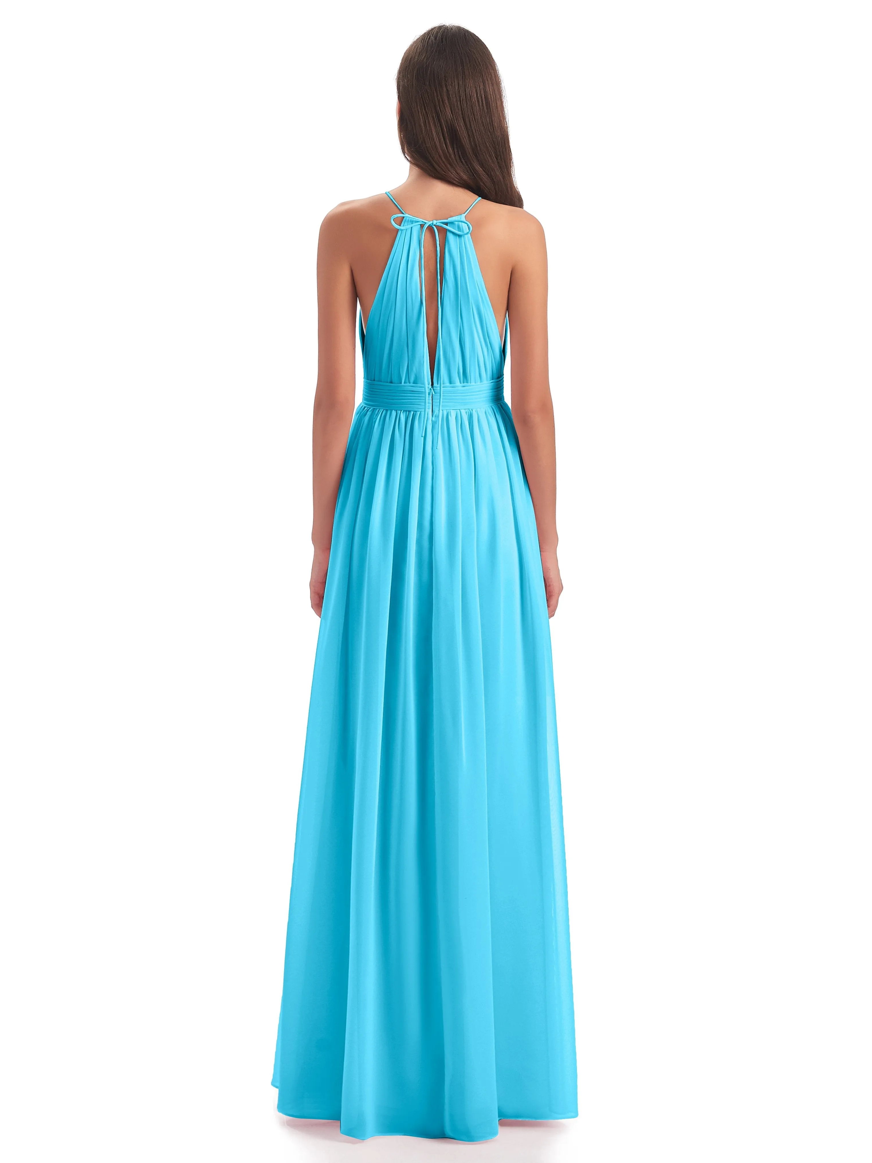 Harriet Exquisite Halter Split Long Chiffon Bridesmaid Dresses