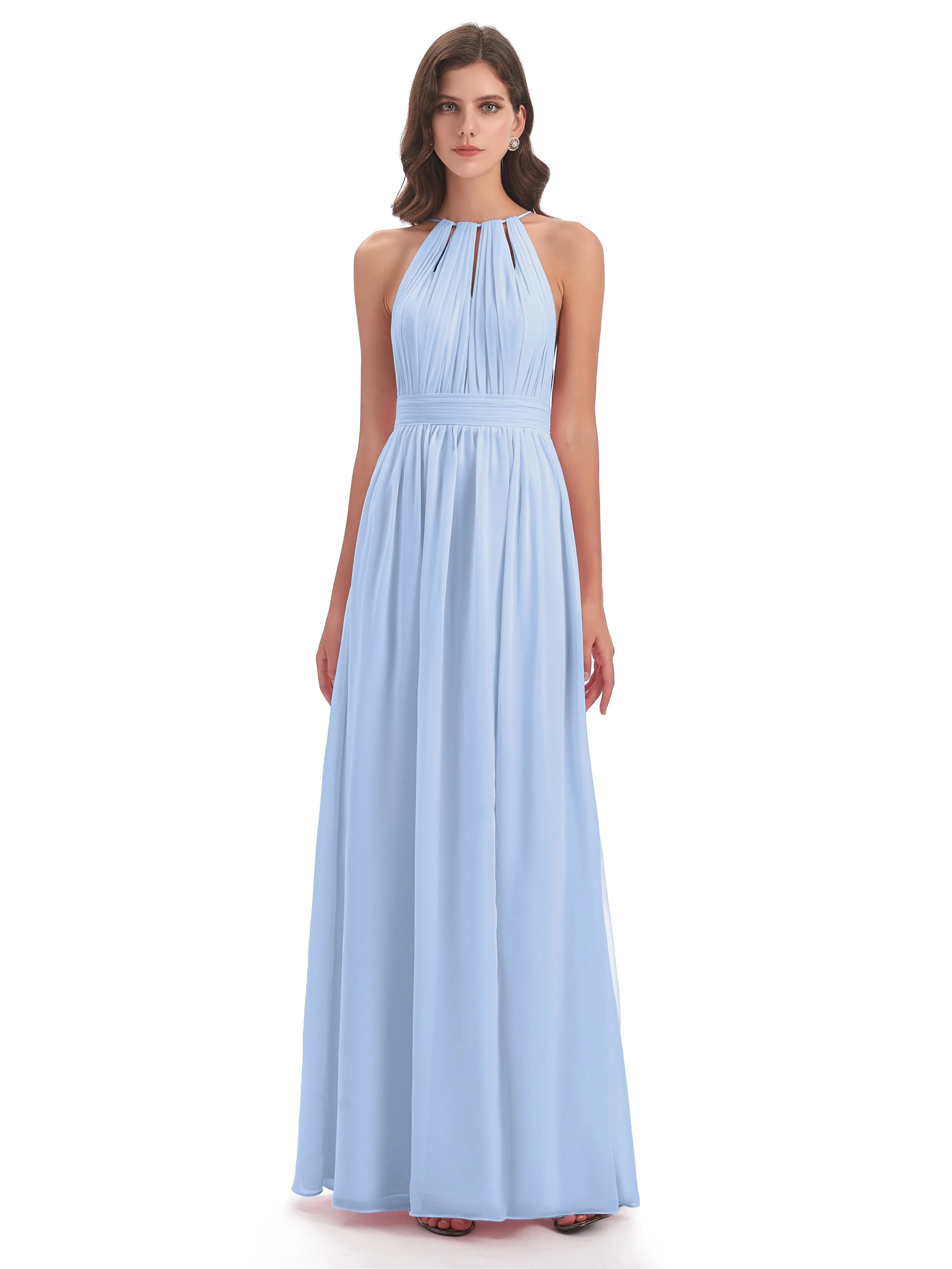 Harriet Exquisite Halter Split Long Chiffon Bridesmaid Dresses