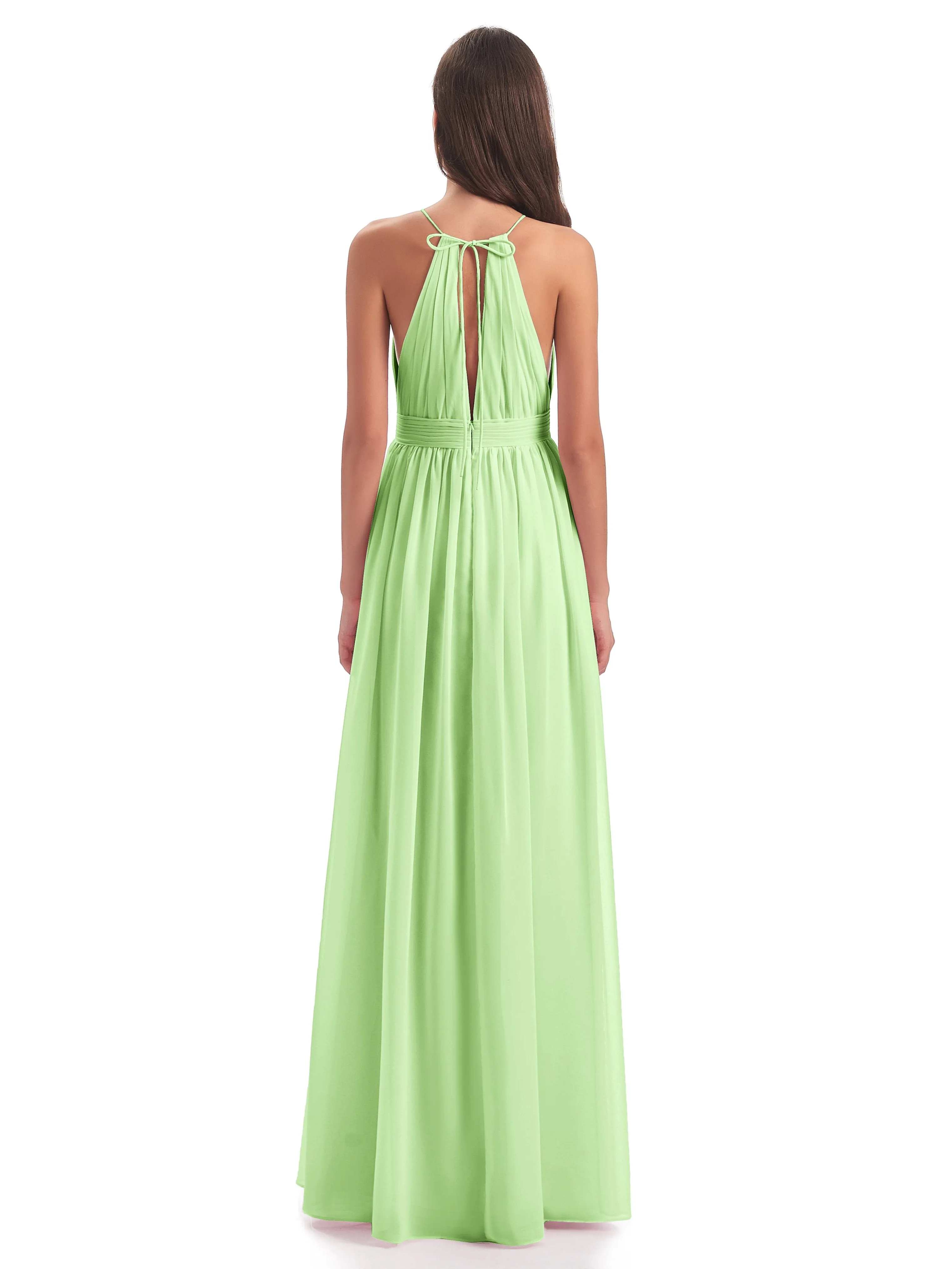 Harriet Exquisite Halter Split Long Chiffon Bridesmaid Dresses