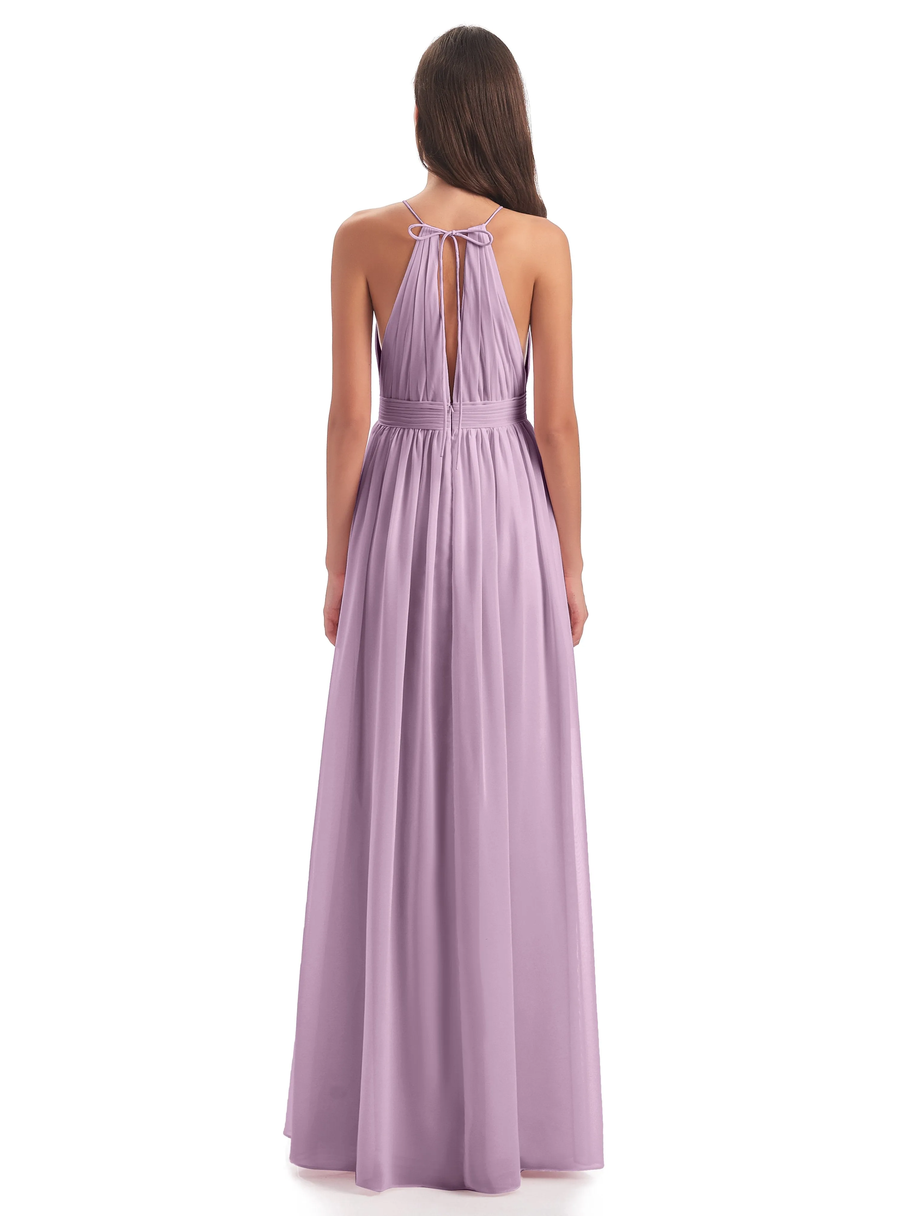 Harriet Exquisite Halter Split Long Chiffon Bridesmaid Dresses