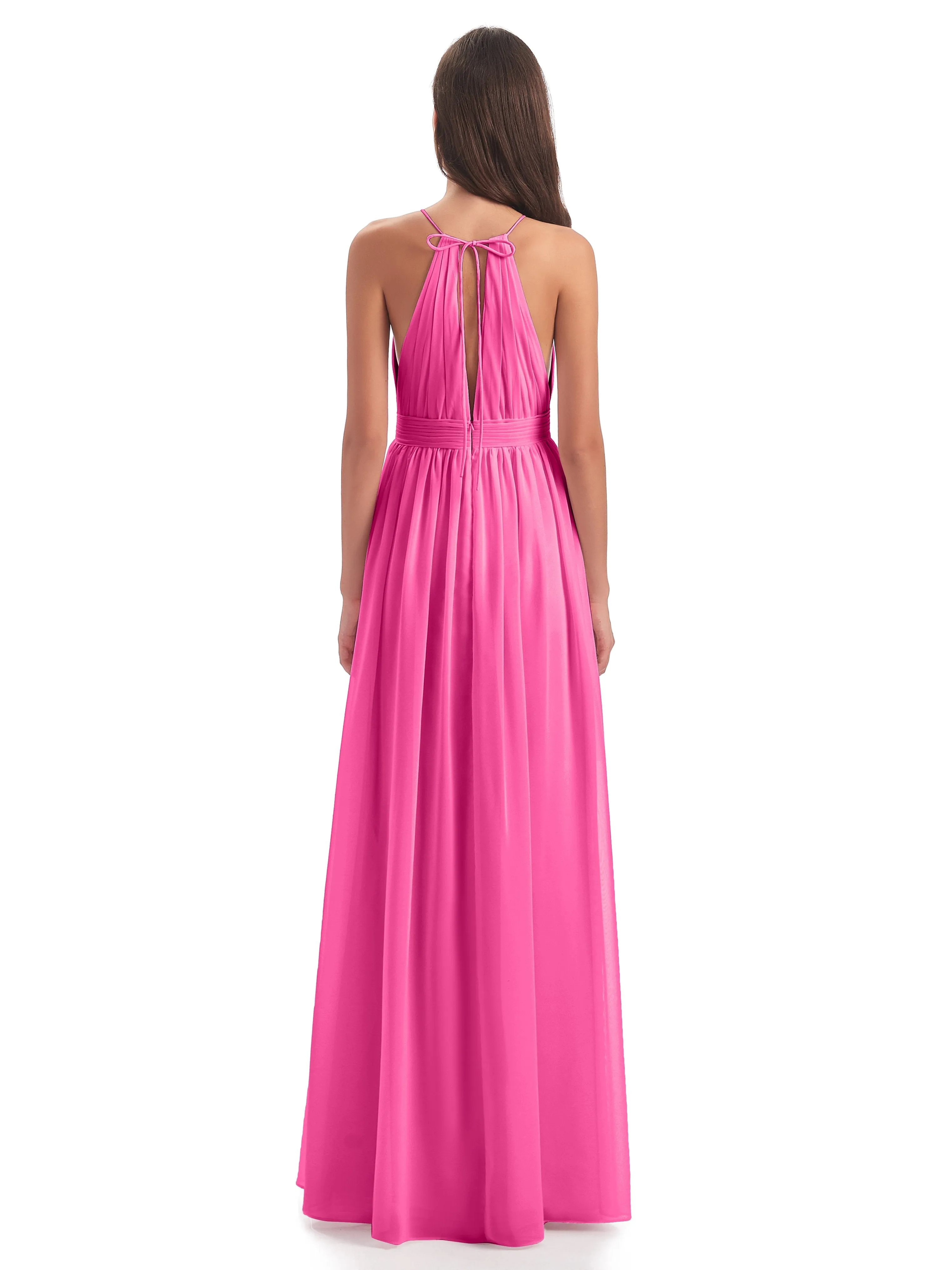 Harriet Exquisite Halter Split Long Chiffon Bridesmaid Dresses