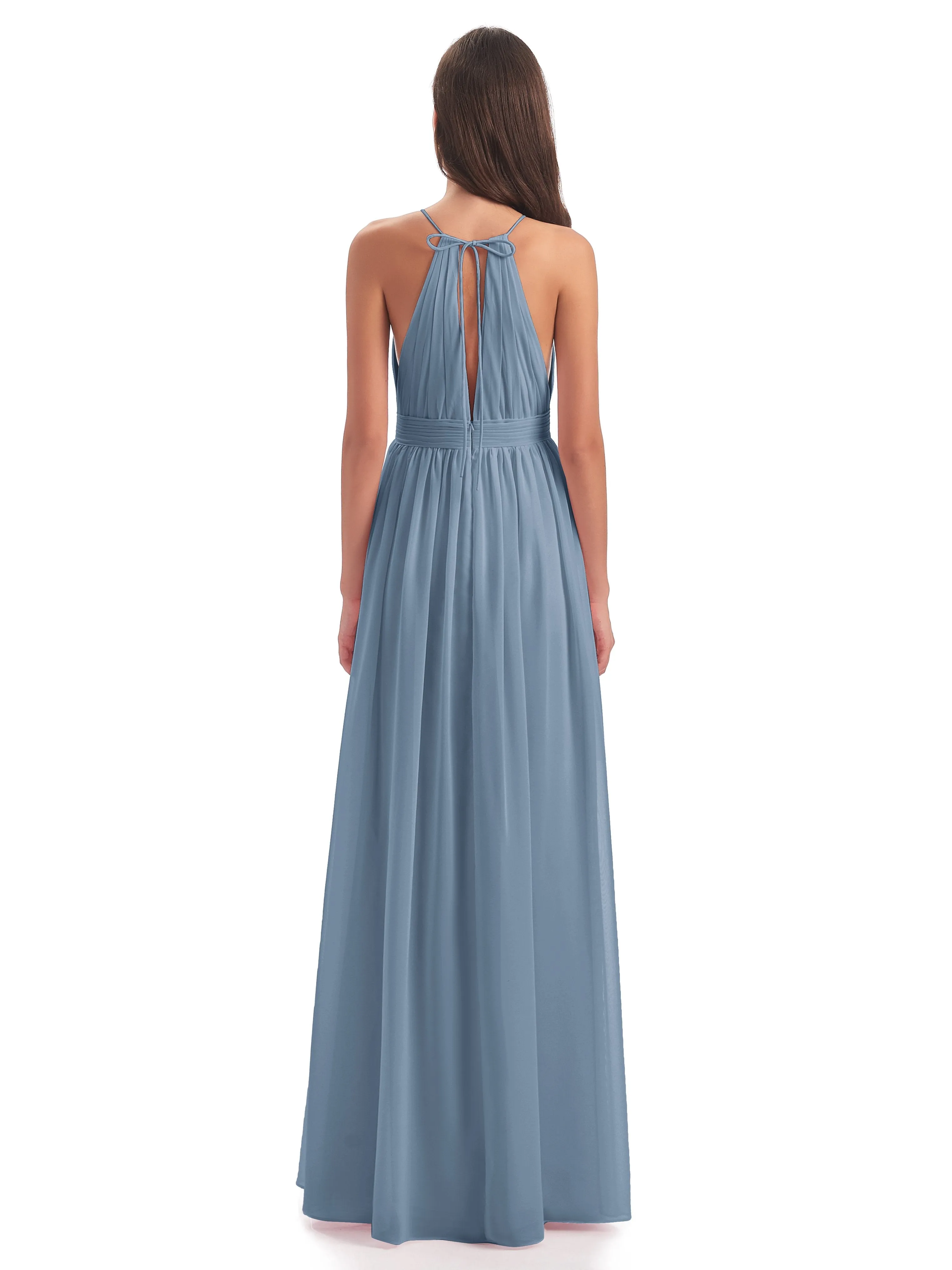 Harriet Exquisite Halter Split Long Chiffon Bridesmaid Dresses