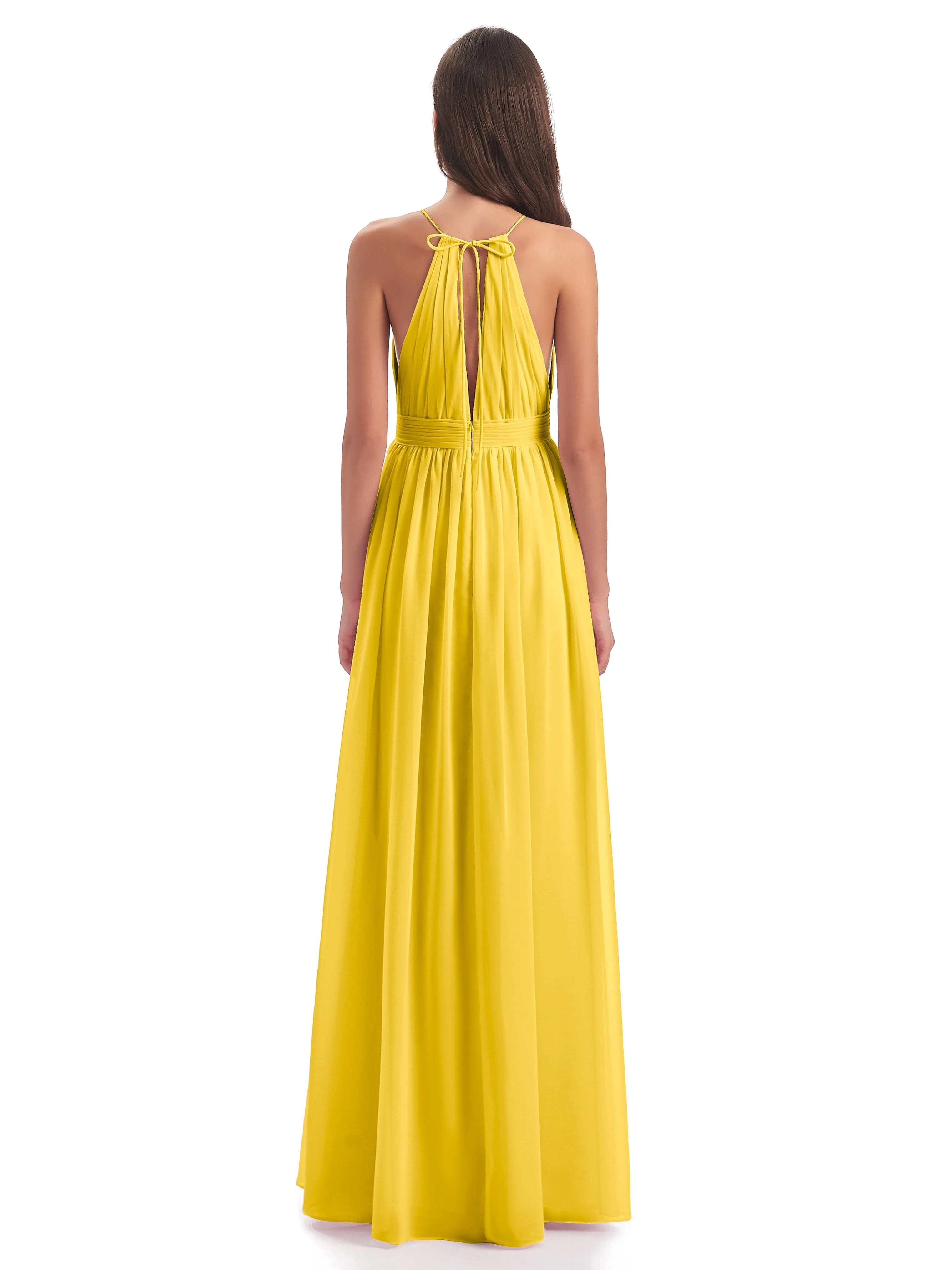 Harriet Exquisite Halter Split Long Chiffon Bridesmaid Dresses