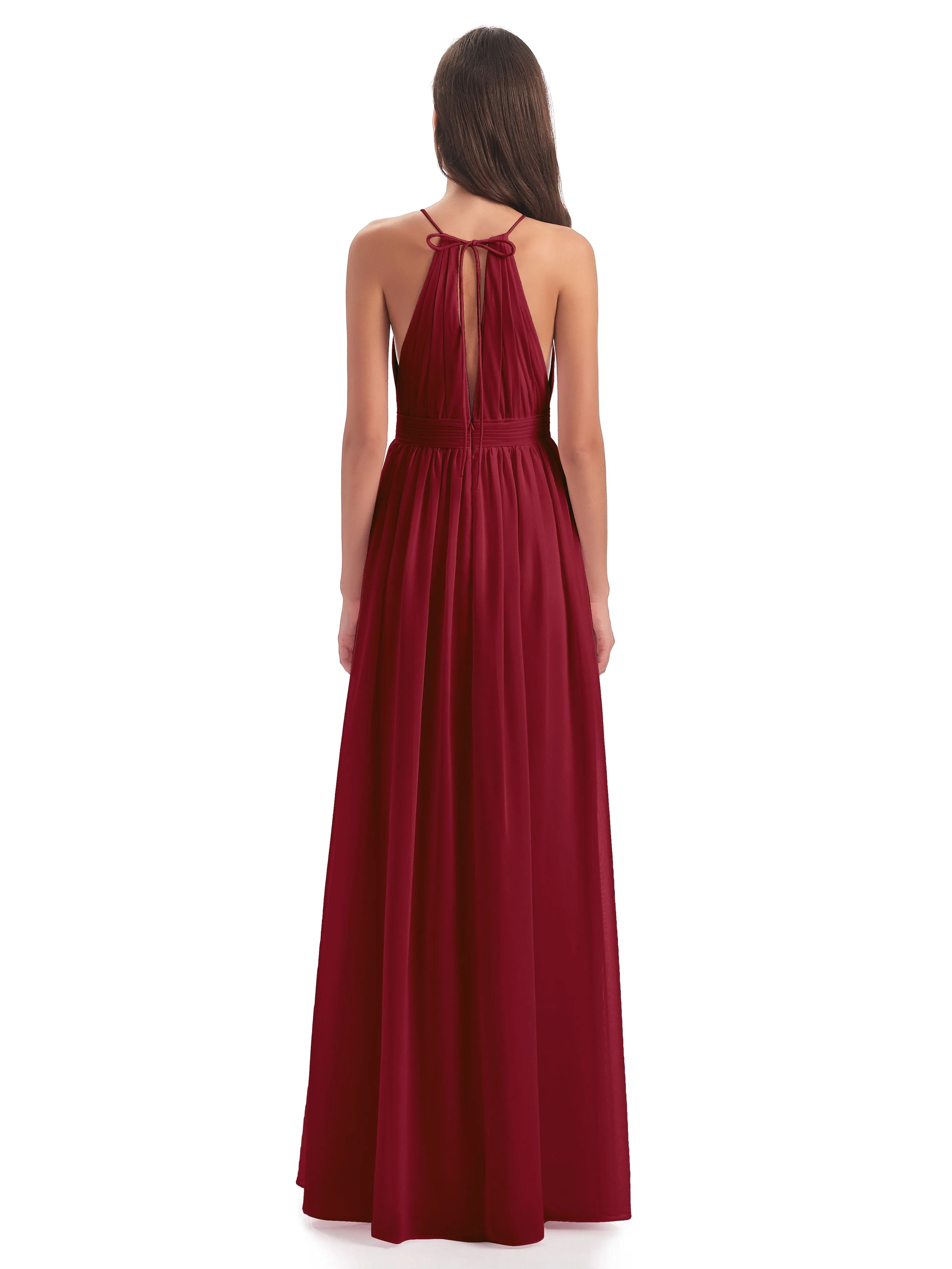 Harriet Exquisite Halter Split Long Chiffon Bridesmaid Dresses