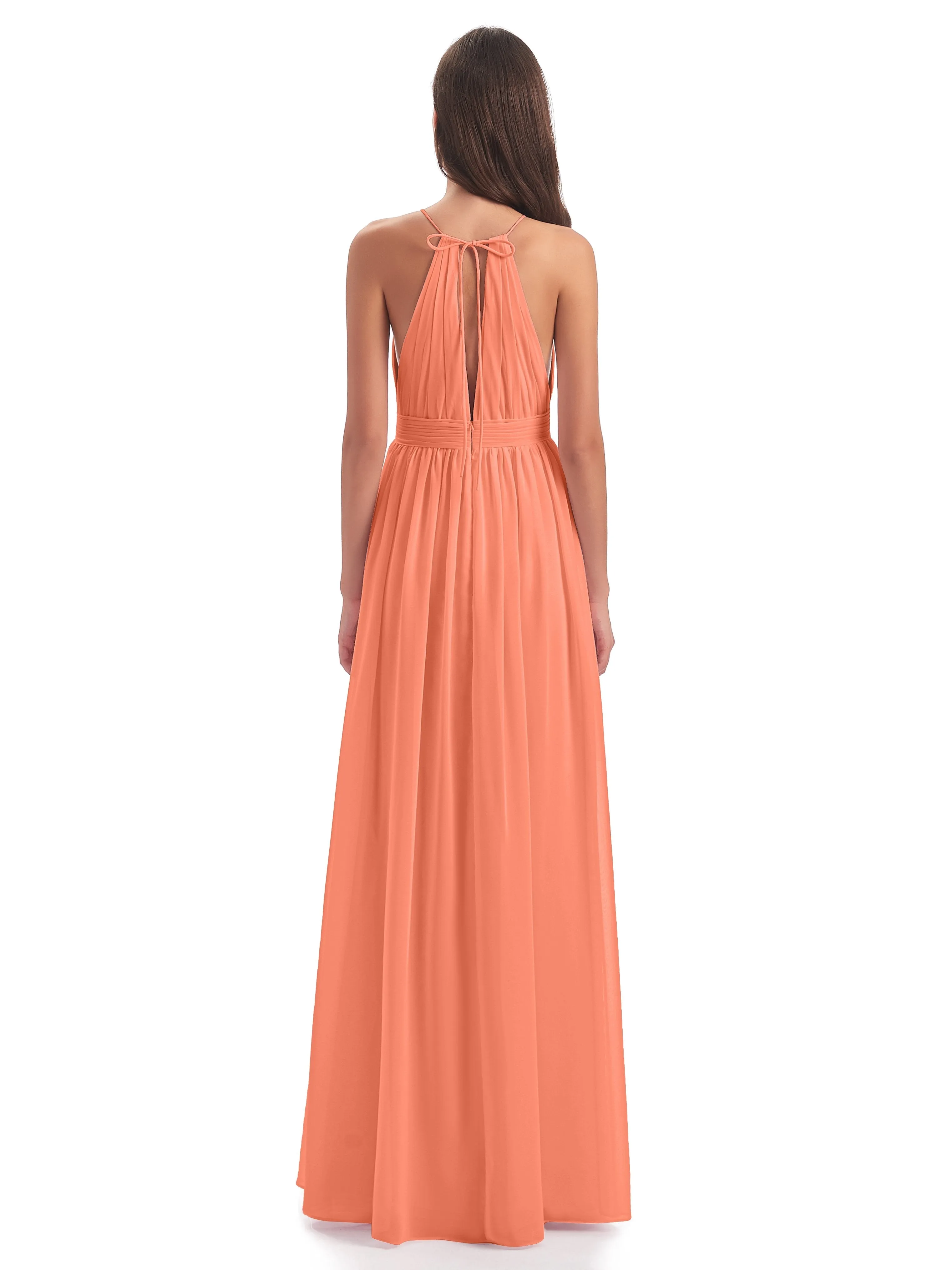 Harriet Exquisite Halter Split Long Chiffon Bridesmaid Dresses