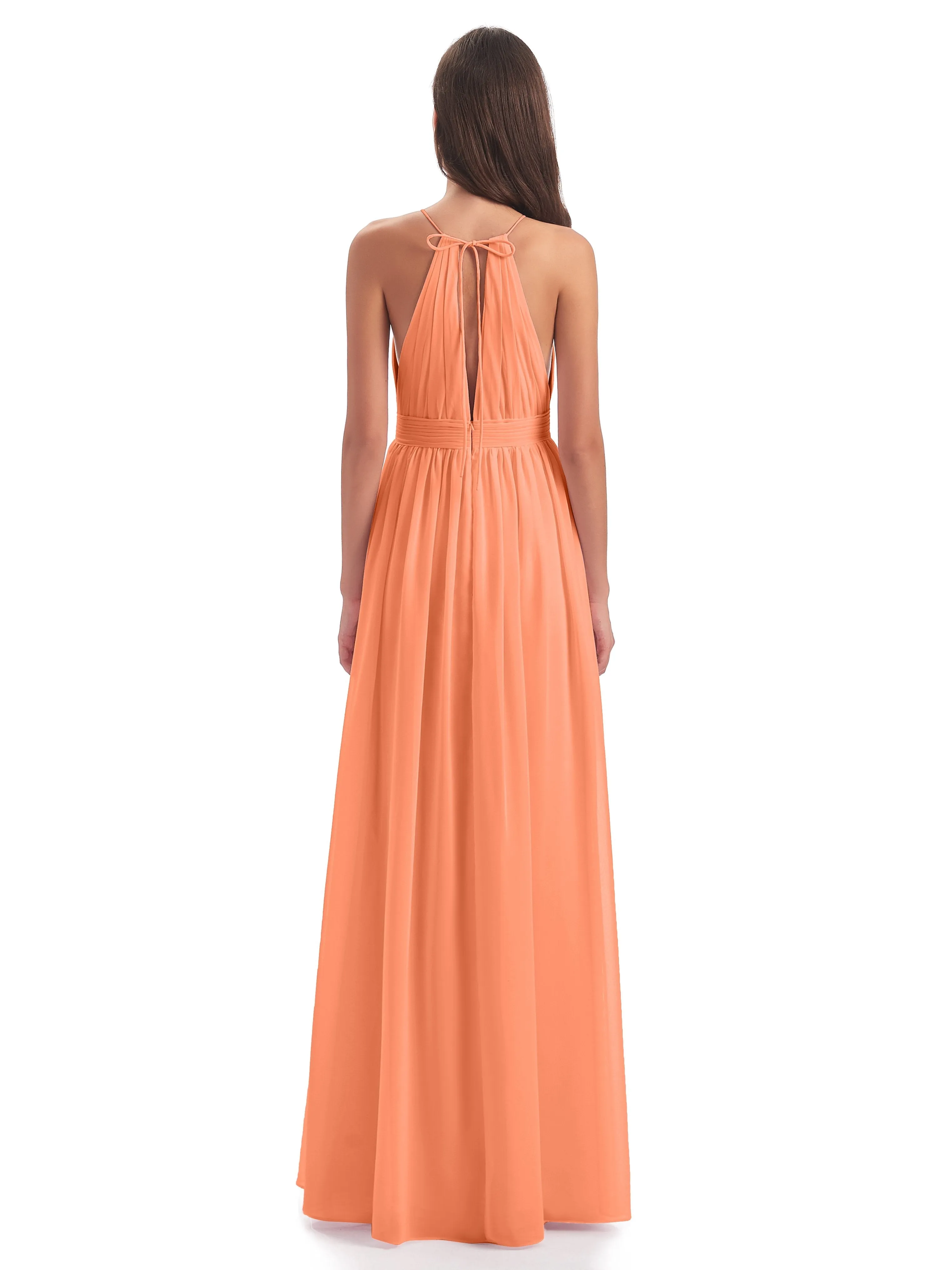 Harriet Exquisite Halter Split Long Chiffon Bridesmaid Dresses