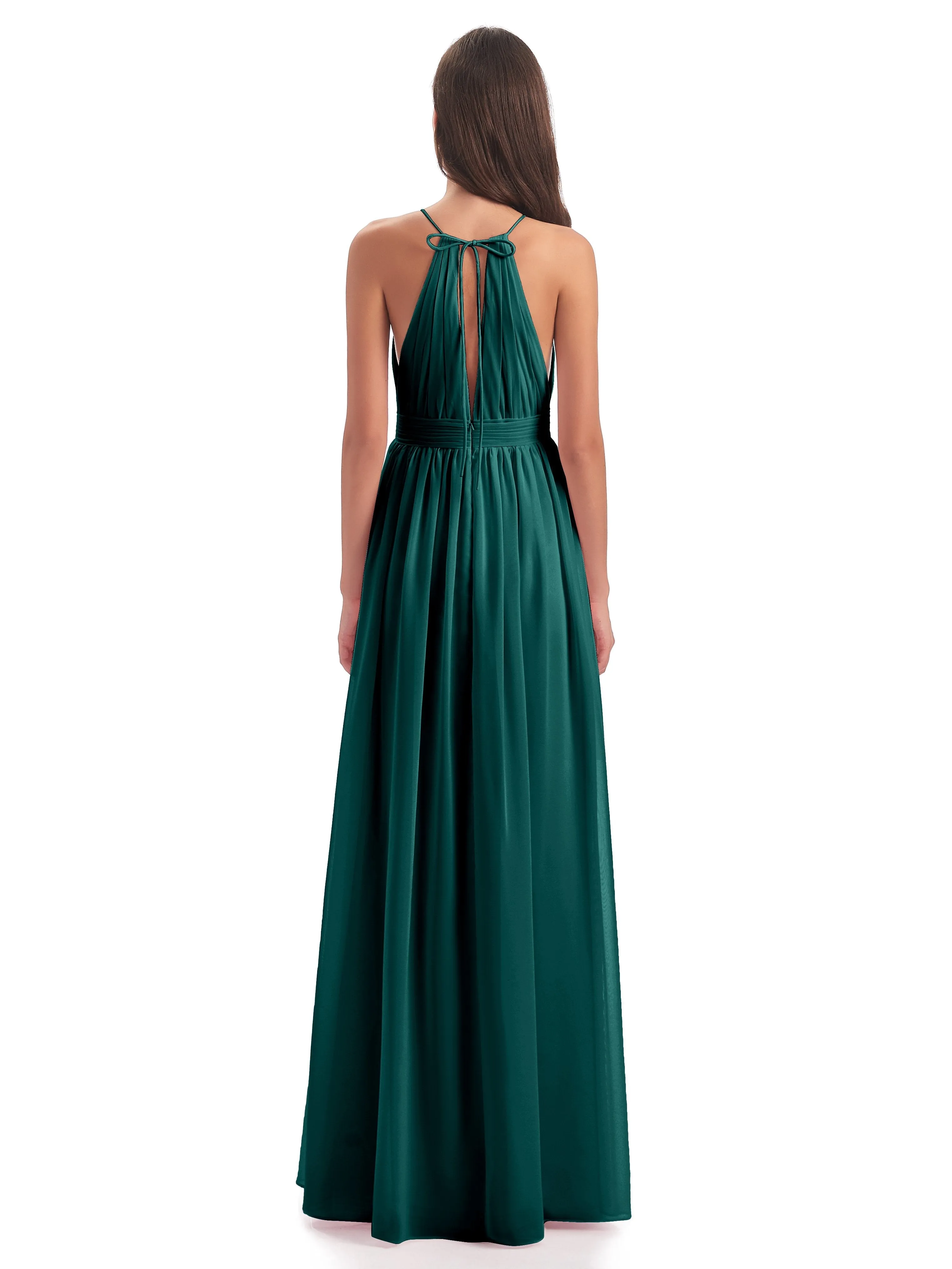 Harriet Exquisite Halter Split Long Chiffon Bridesmaid Dresses