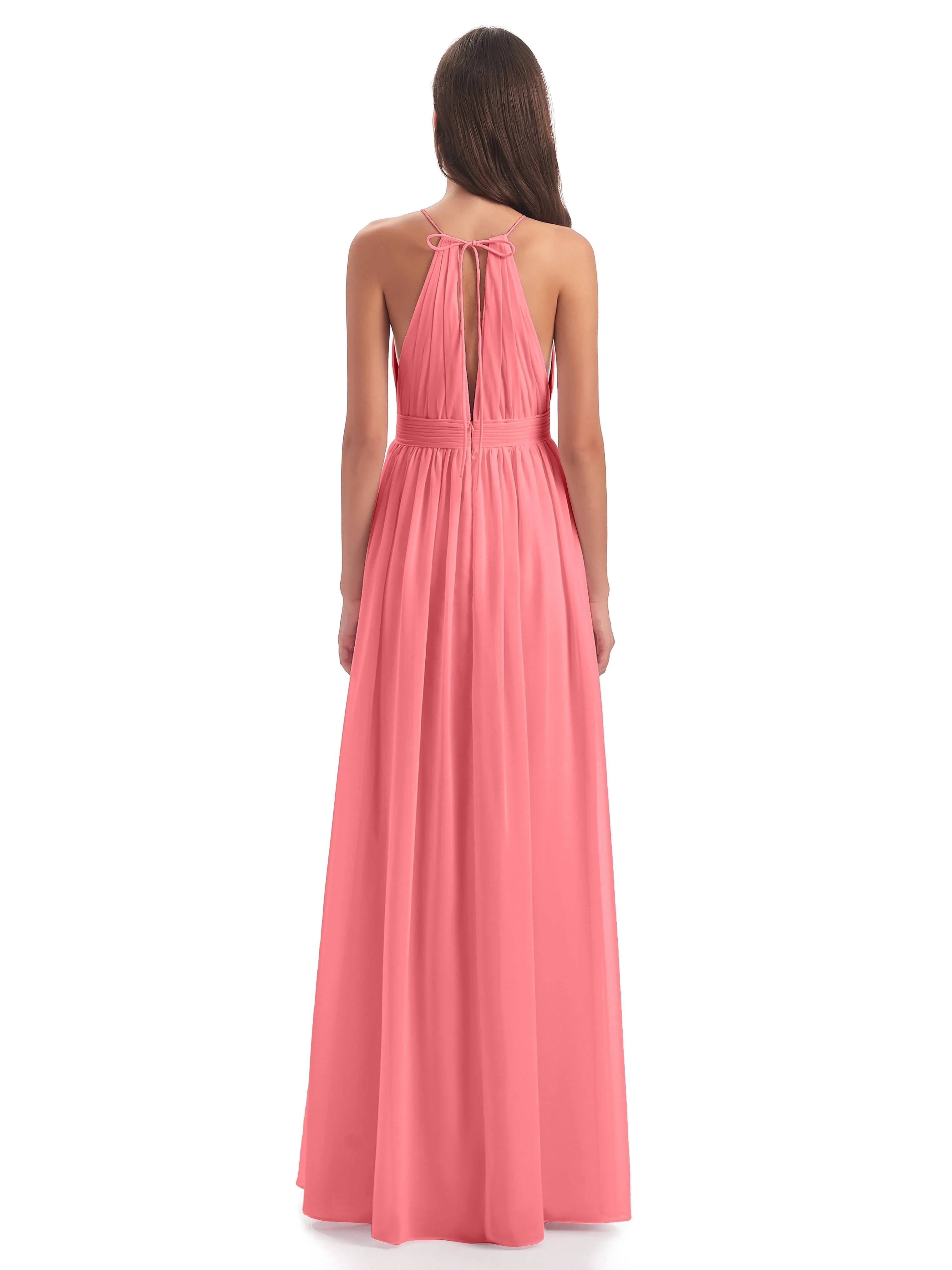 Harriet Exquisite Halter Split Long Chiffon Bridesmaid Dresses