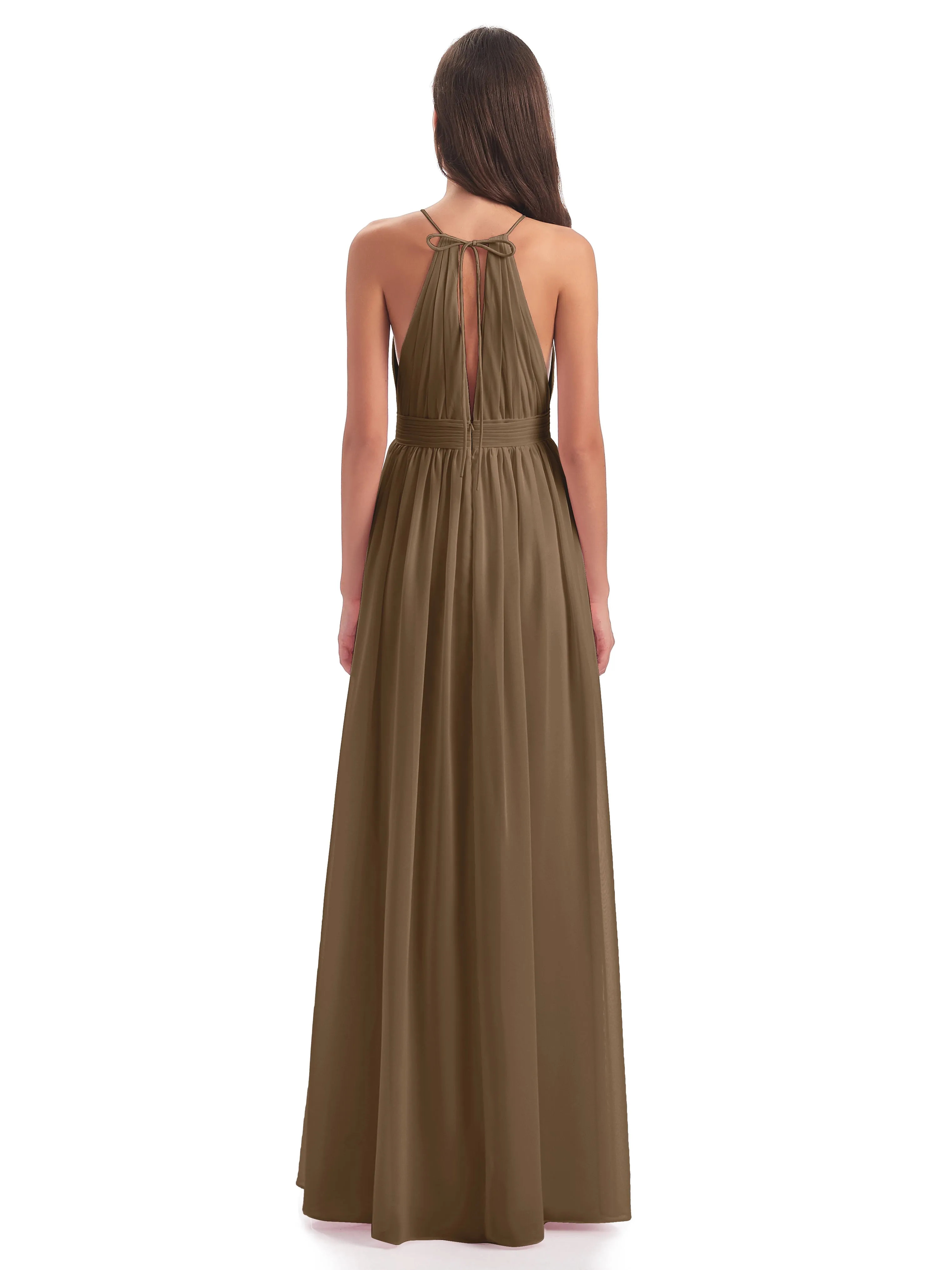 Harriet Exquisite Halter Split Long Chiffon Bridesmaid Dresses