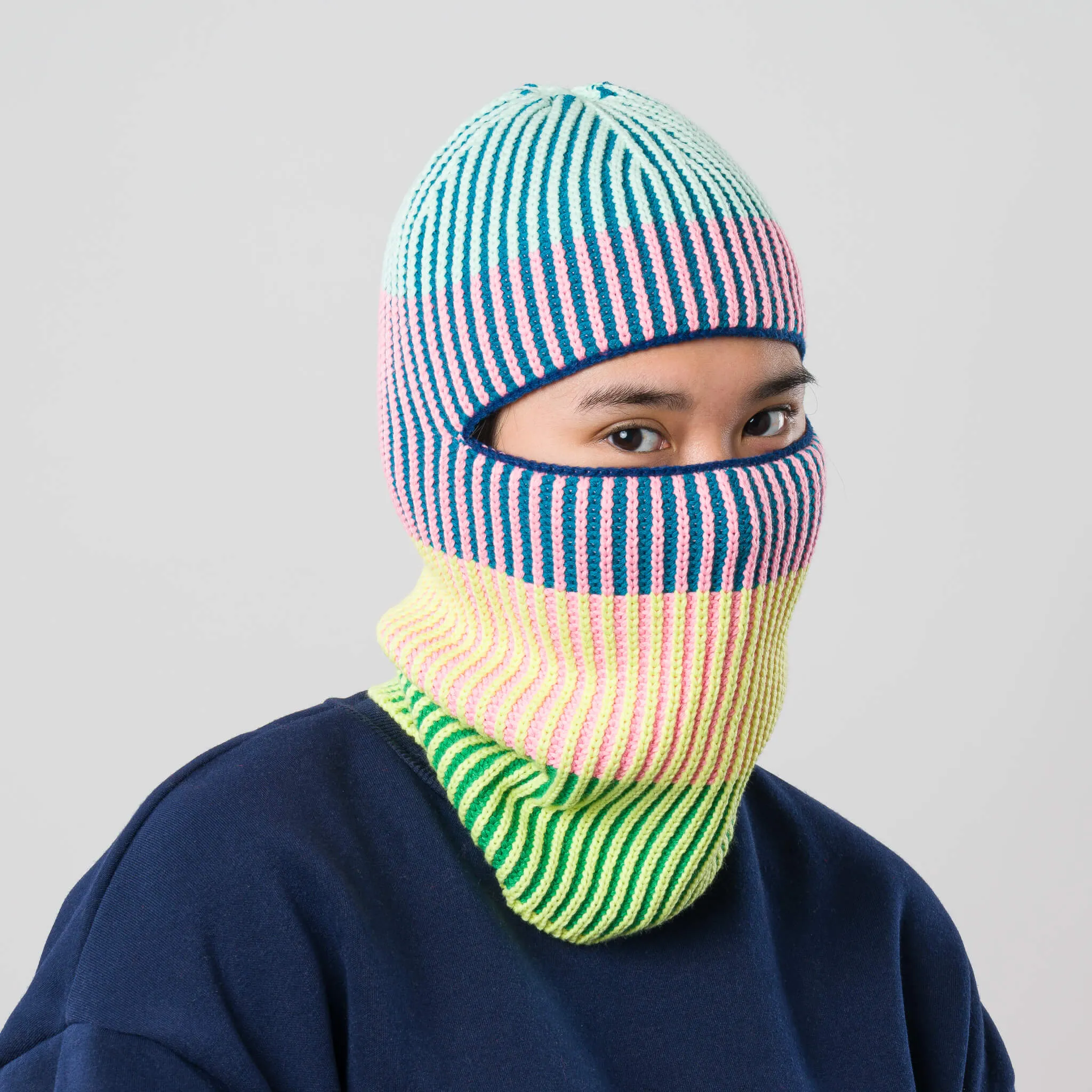 Hi-Low Stripe Knit Balaclava