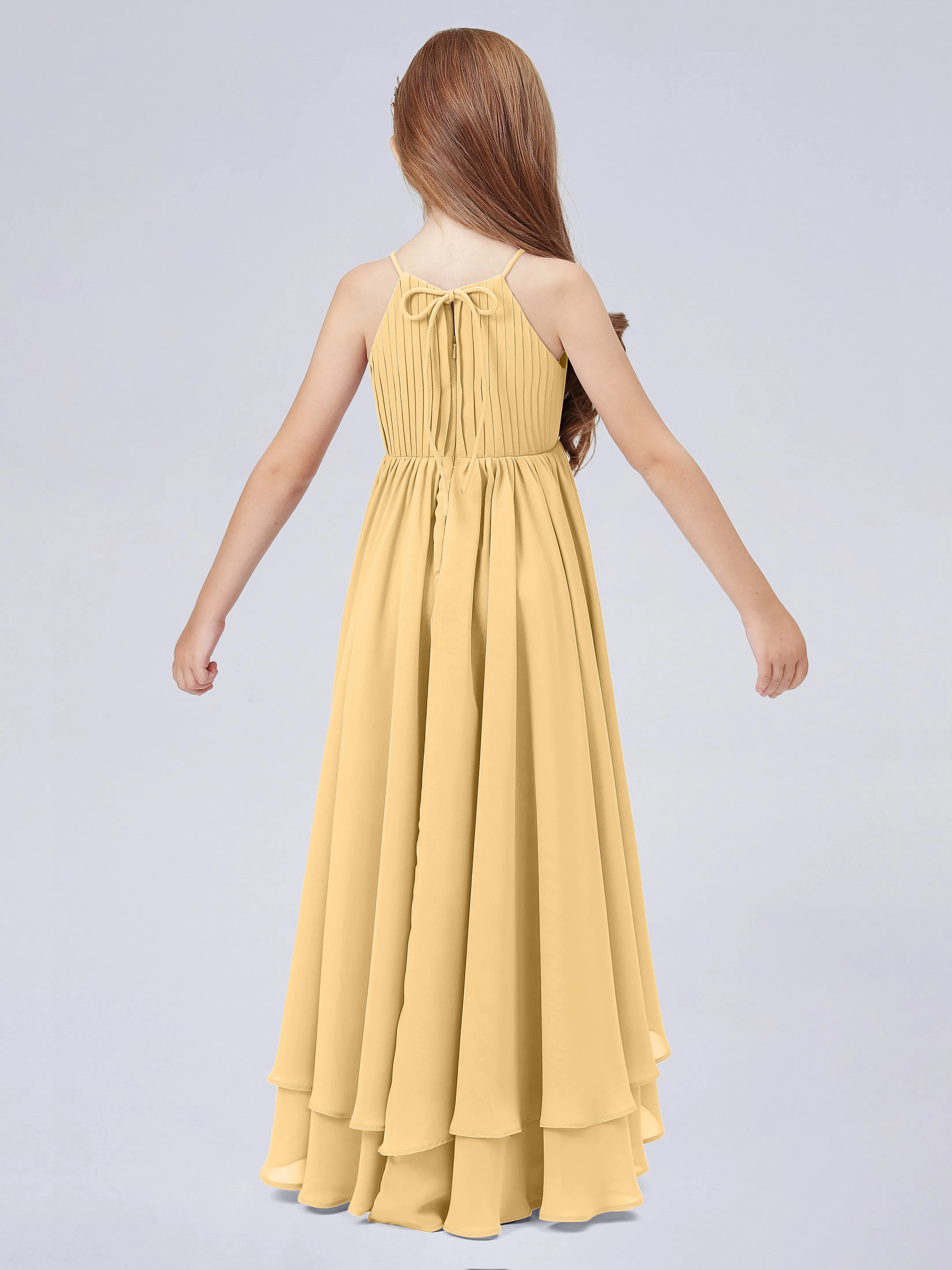 High Neck Junior Bridesmaid Dress with Cascade